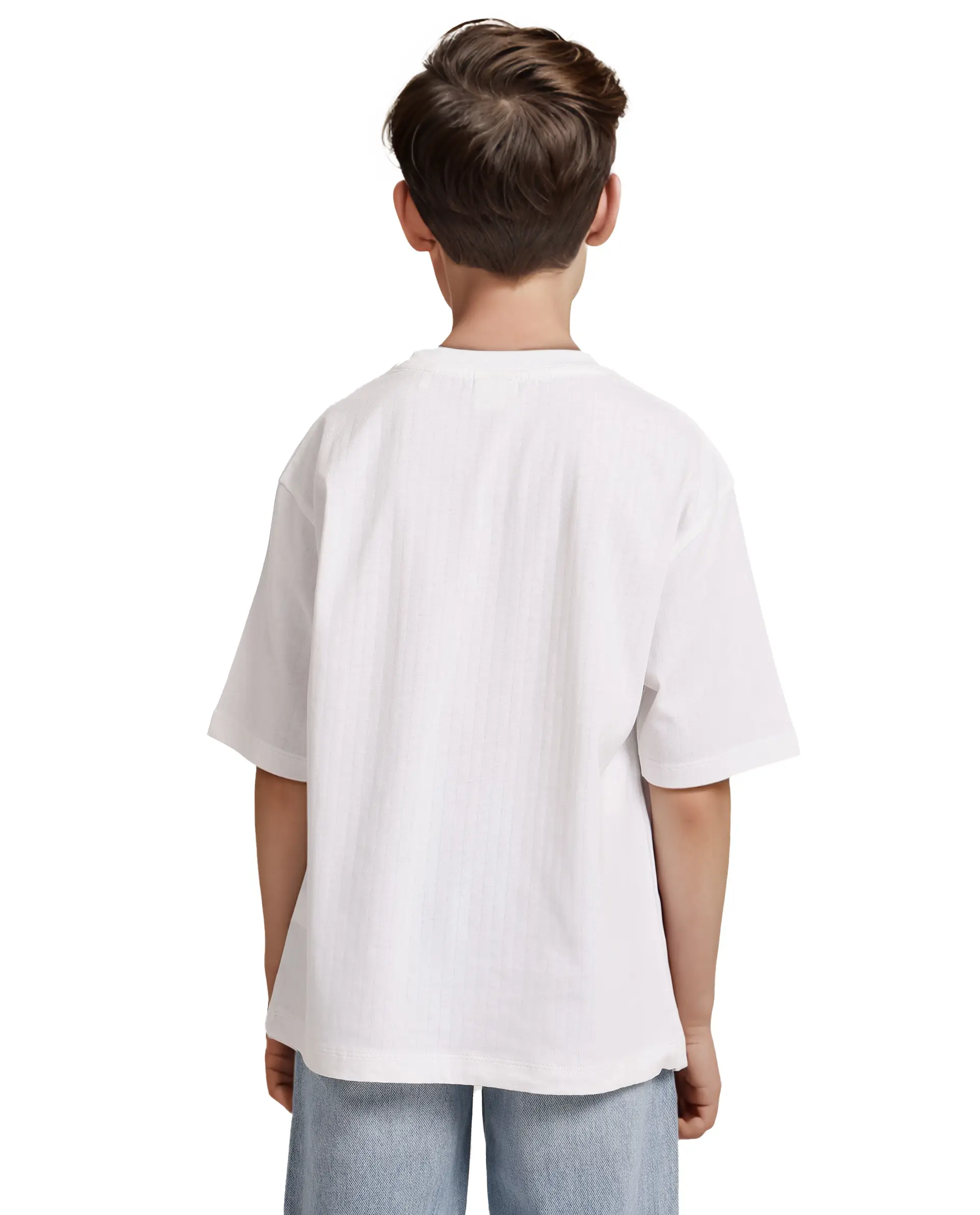 Rare Ones Kids Orel White Cotton Half Sleeves Oversized Fit Crew Neck Graphic Print T-Shirt - Image 8