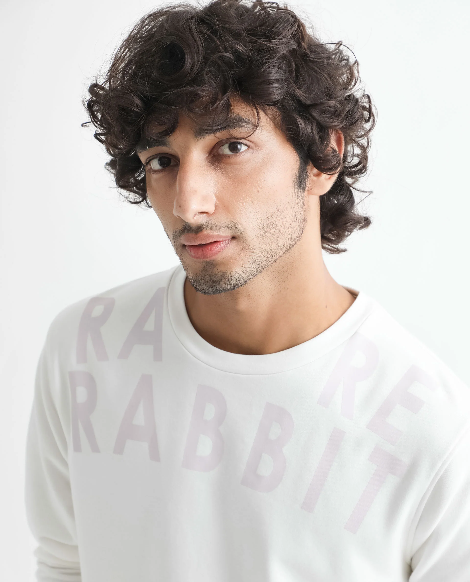 Rare Rabbit Men's Oren Off White Cotton Graphic Print Relaxed Fit Full Sleeve Crew Neck Sweatshirt - Image 4