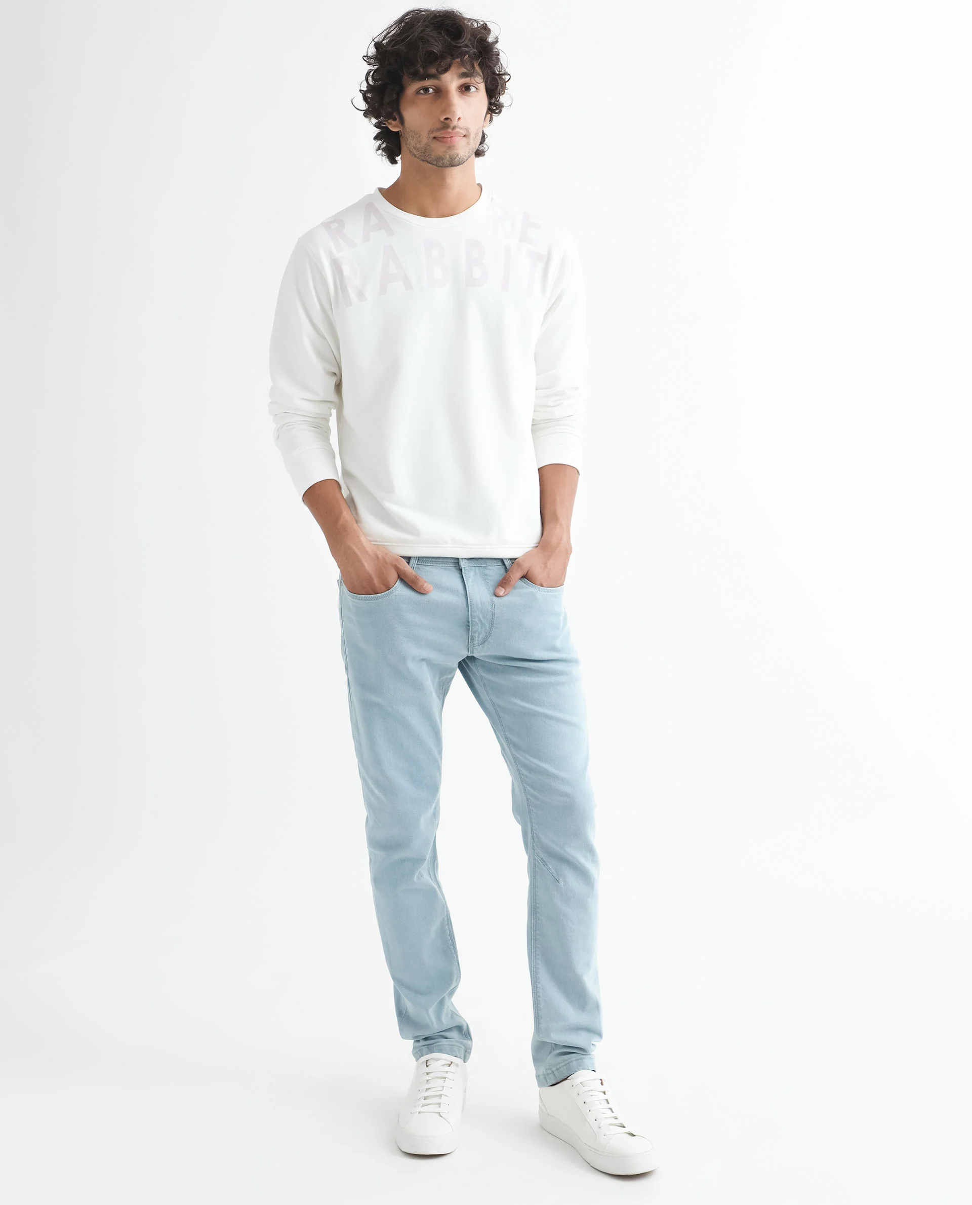Rare Rabbit Men's Oren Off White Cotton Graphic Print Relaxed Fit Full Sleeve Crew Neck Sweatshirt - Image 5