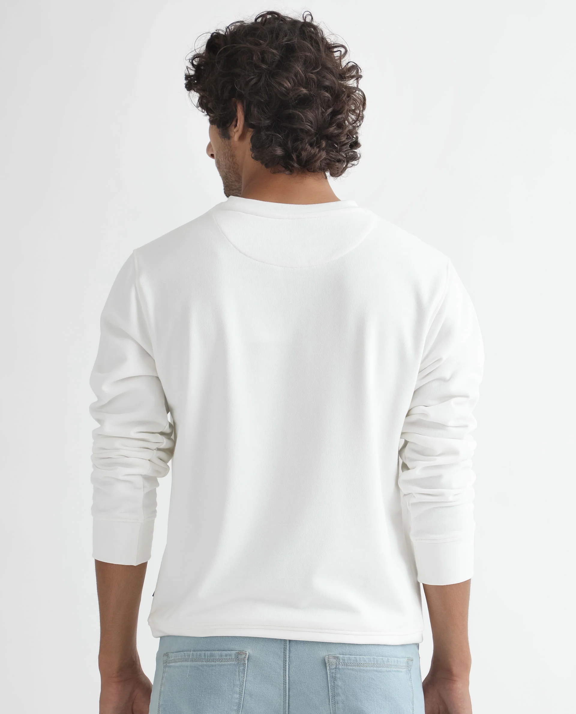Rare Rabbit Men's Oren Off White Cotton Graphic Print Relaxed Fit Full Sleeve Crew Neck Sweatshirt - Image 9