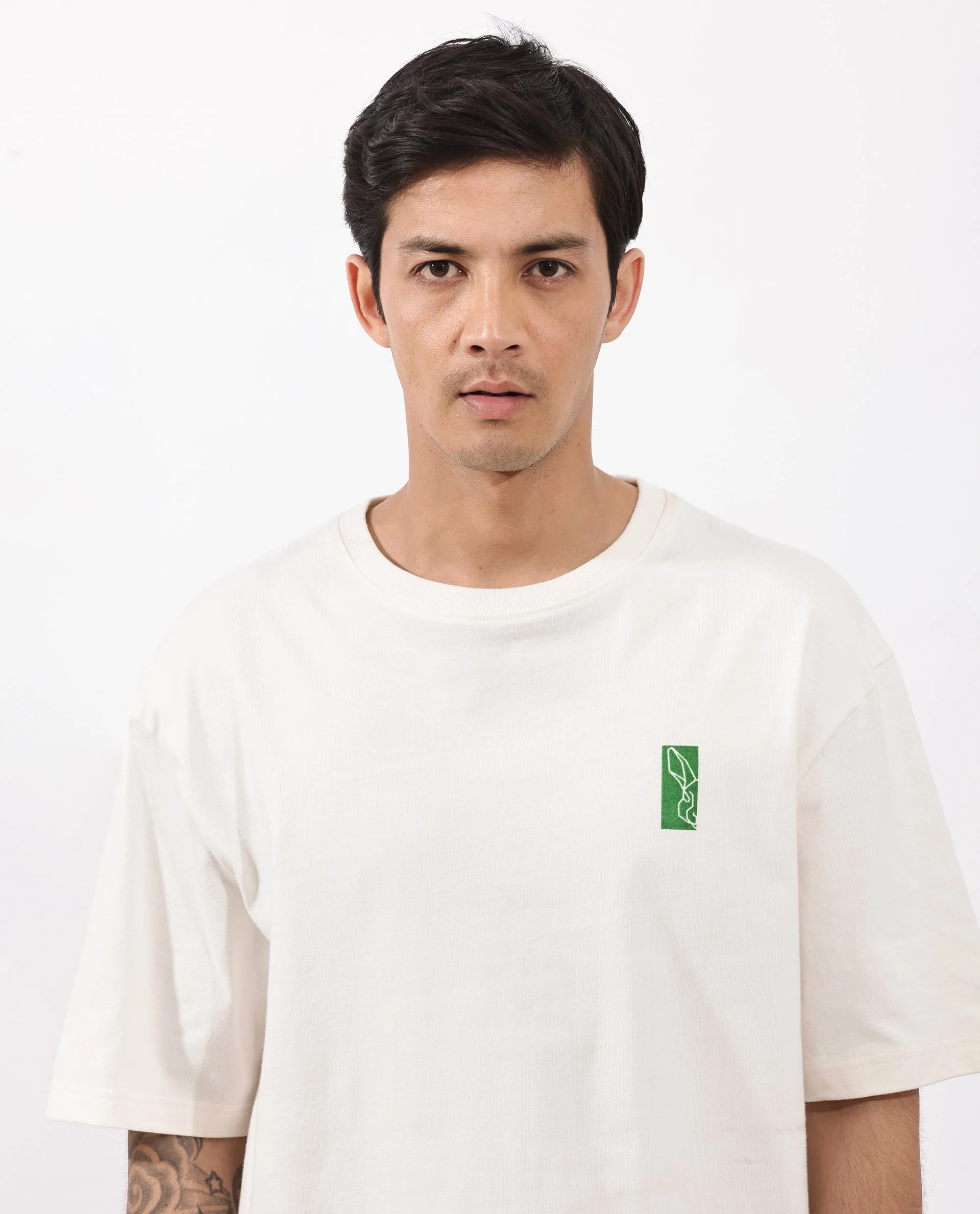 Rare Rabbit Articale Men's Oren Off White Cotton Polyester Fabric Crew Neck Oversized Fit Graphic Print T-Shirt - Image 9