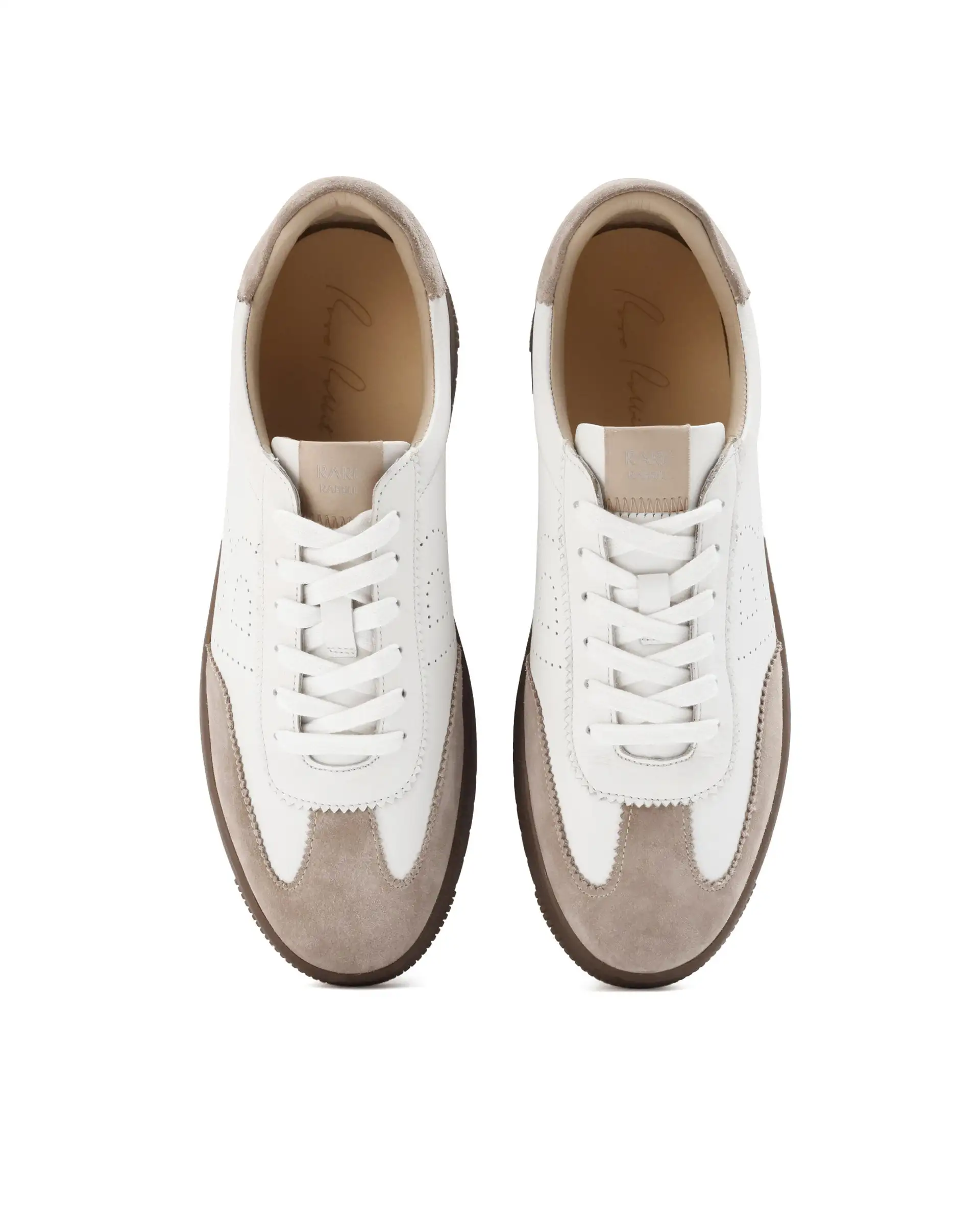 Rare Rabbit Men's Orion Light Beige Suede And Leather Low-Top Lace-Up Sneaker Shoes - Image 4