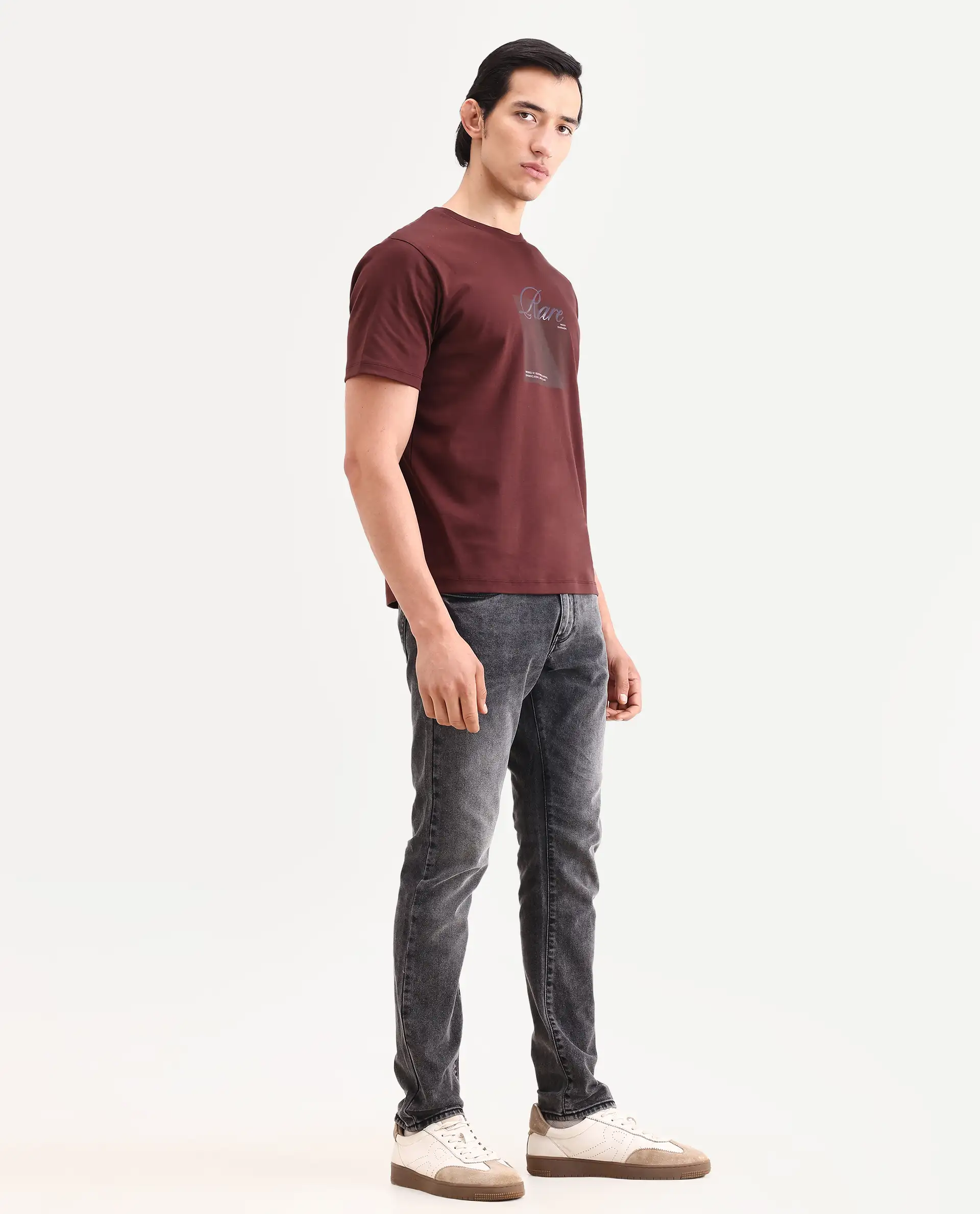 Rare Rabbit Men's Oris 26 Dark Grey Cotton Blend Fabric Hawk Slim Fit Plain Jeans - Image 6