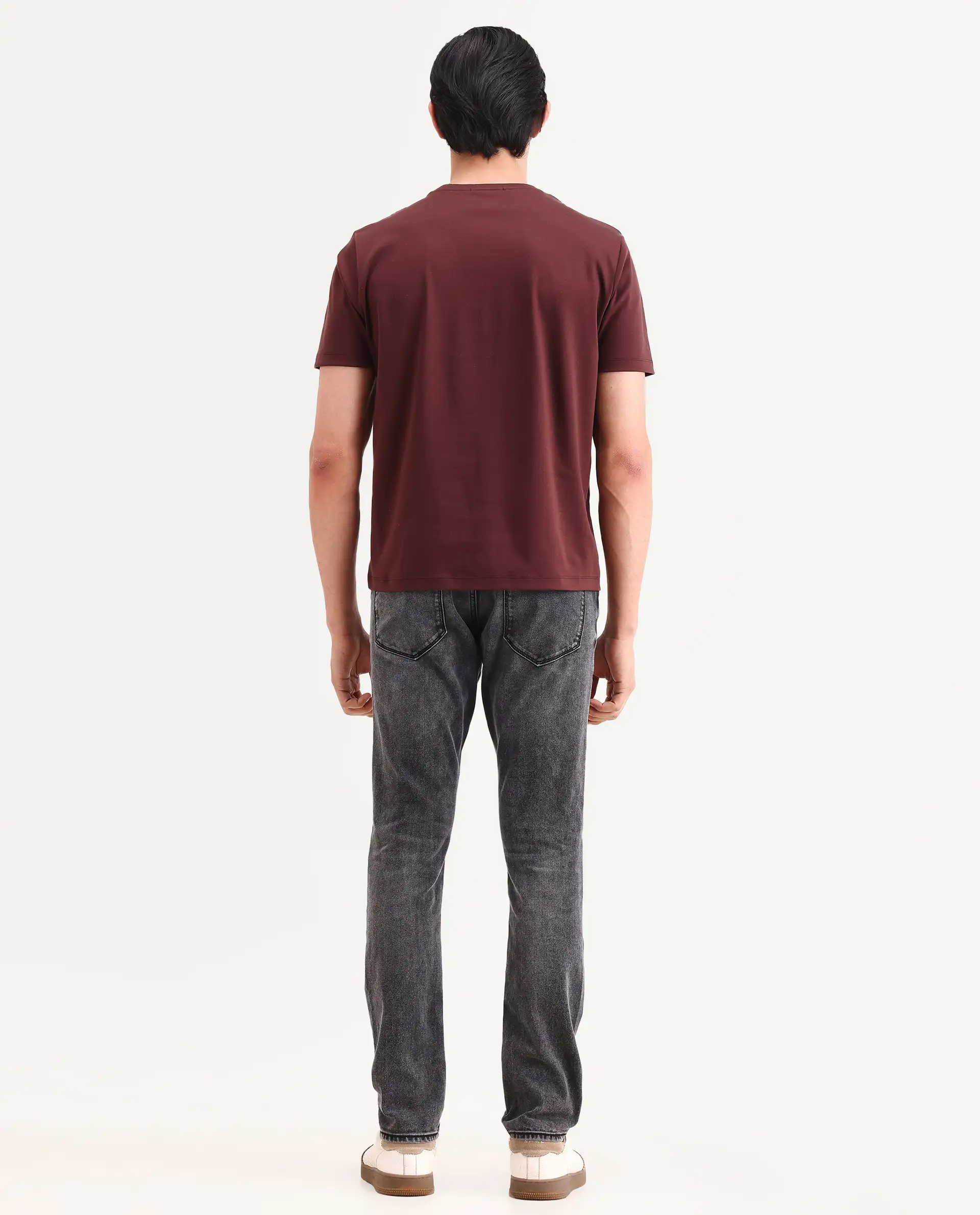 Rare Rabbit Men's Oris 26 Dark Grey Cotton Blend Fabric Hawk Slim Fit Plain Jeans - Image 8