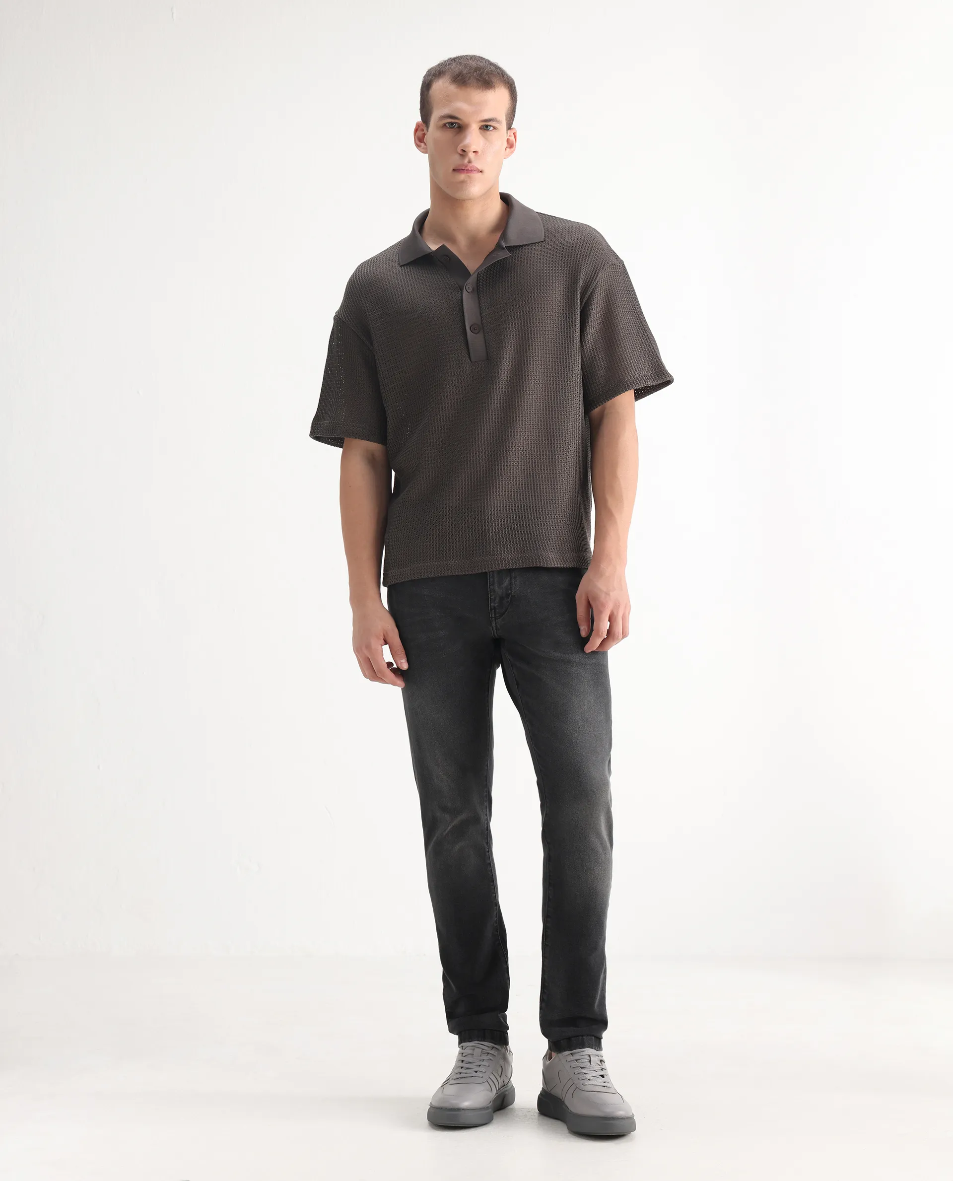 Rare Rabbit Men's Oris Black Cotton Blend Plain Hawk Slim Fit Jeans - Image 3