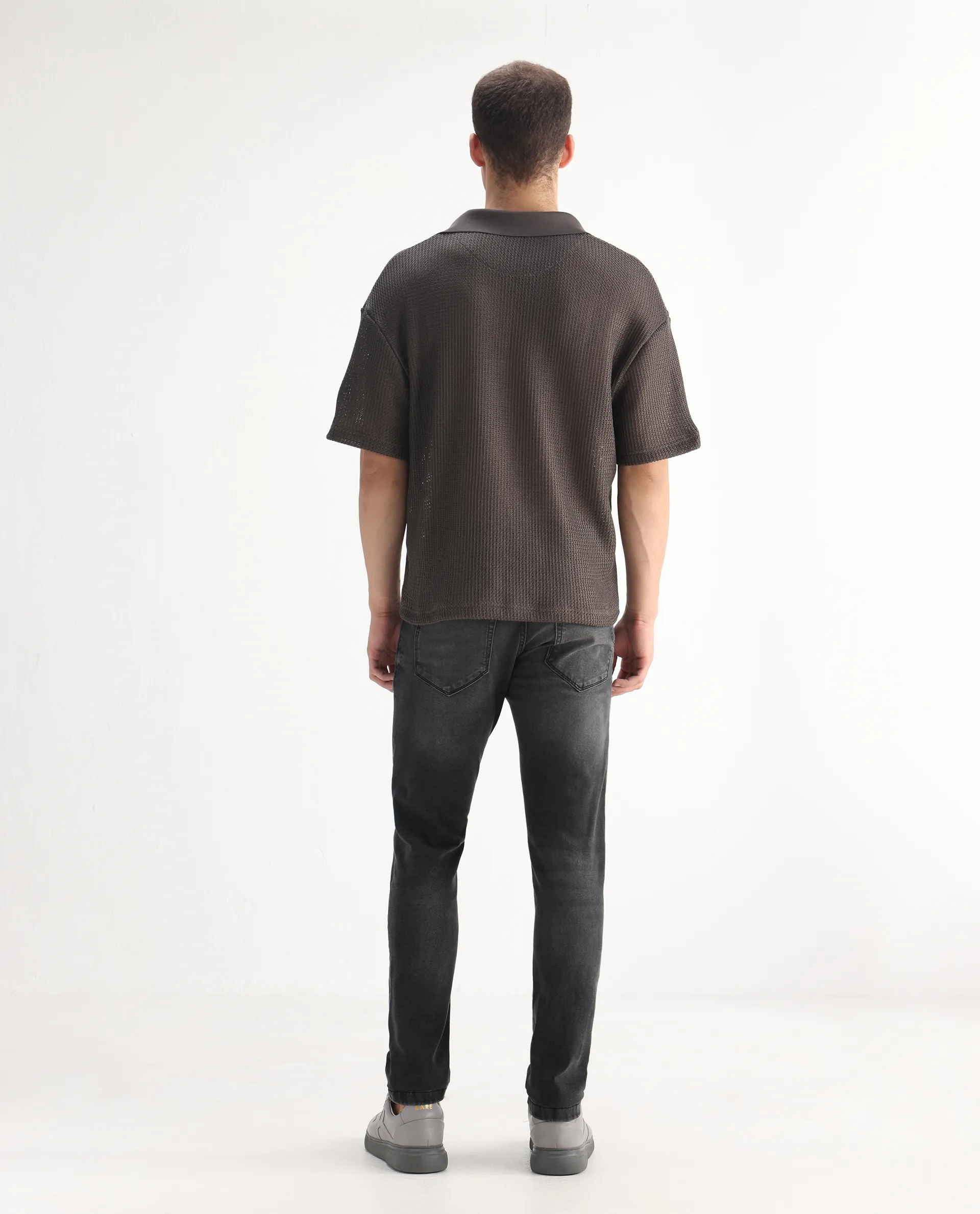 Rare Rabbit Men's Oris Black Cotton Blend Plain Hawk Slim Fit Jeans - Image 9