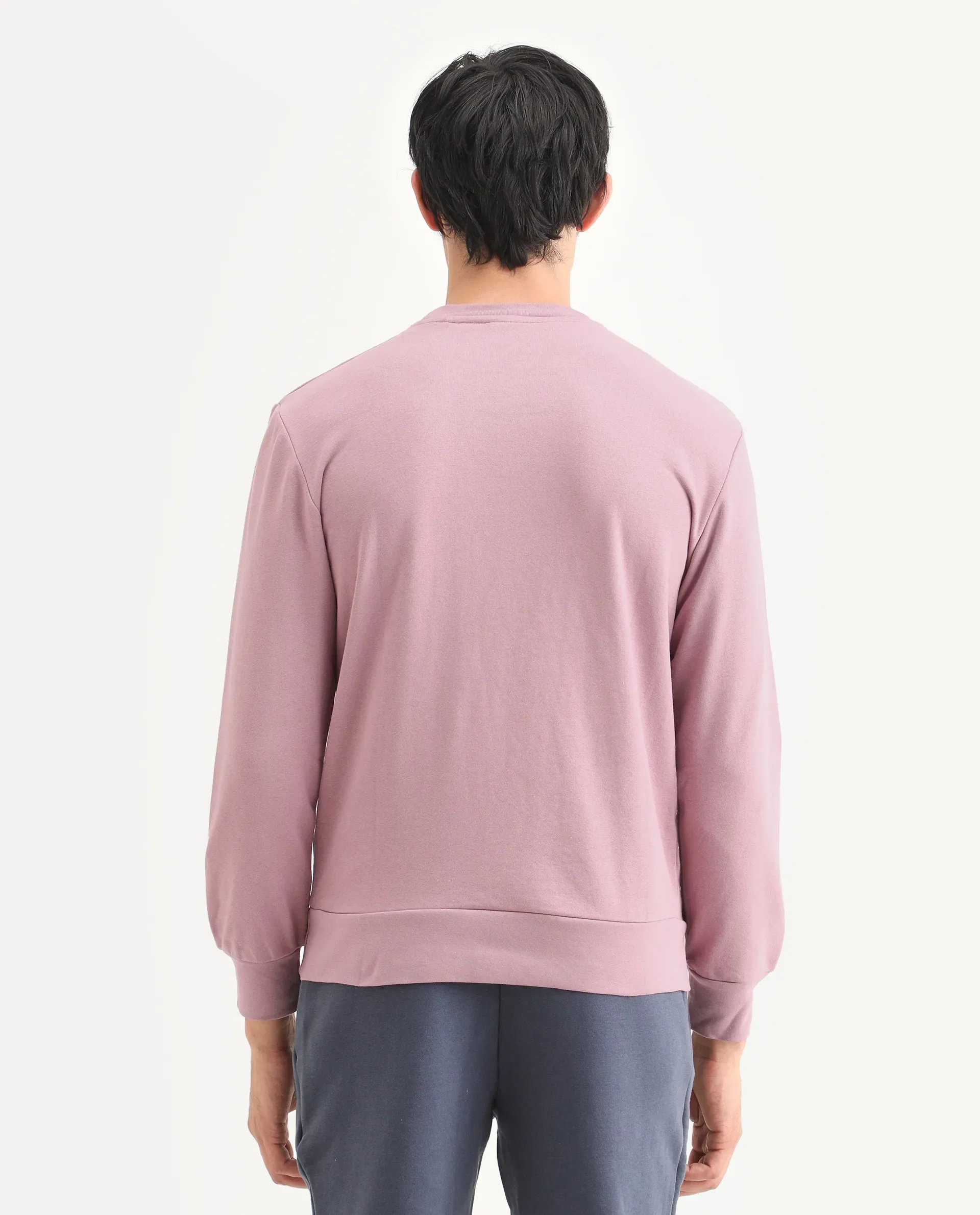 Rare Rabbit Men's Oris Dusky Pink Cotton Graphic Print Regular Fit Full Sleeve Crew Neck Sweatshirt - Image 7