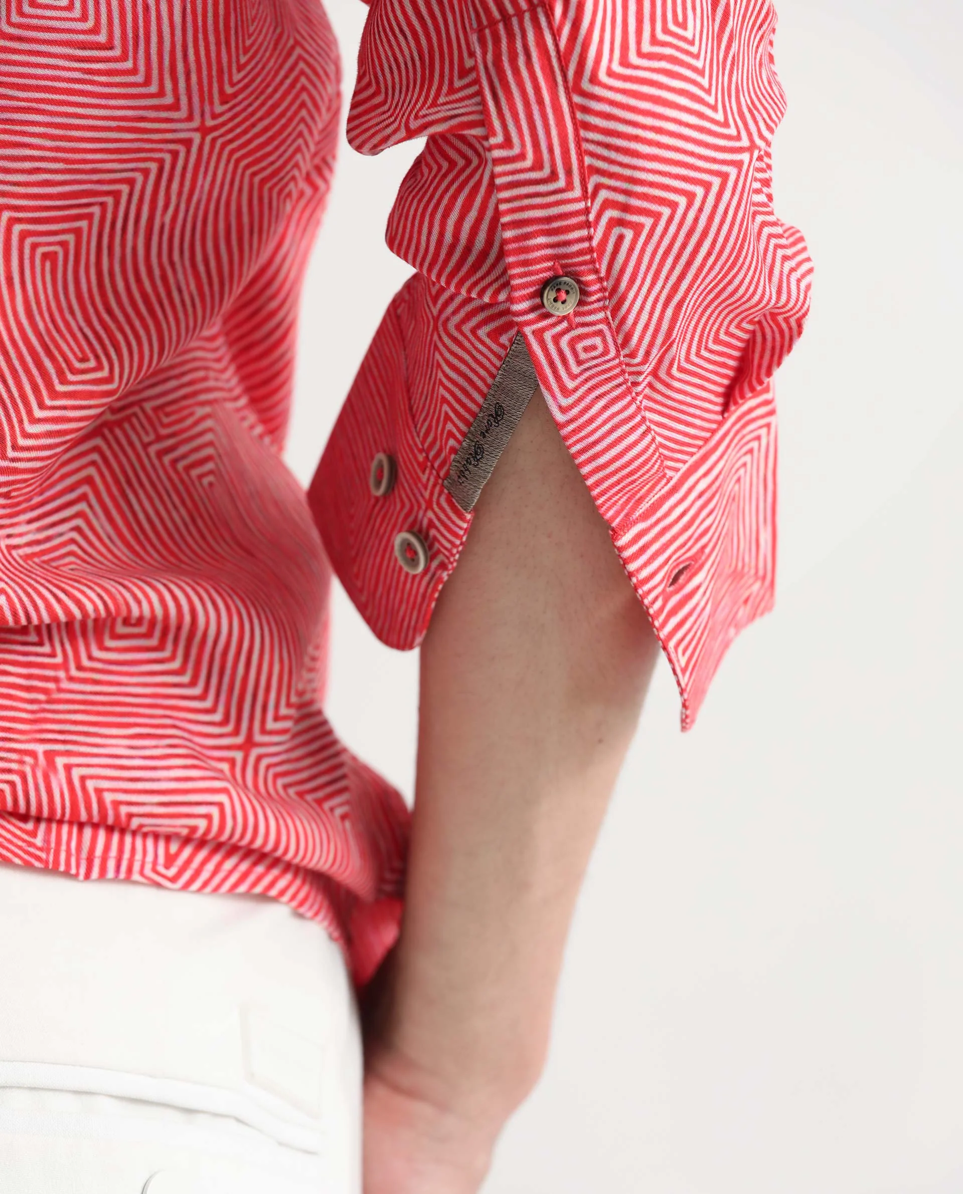Rare Rabbit Men's Orlean Red Cotton Abstract Print Regular Fit Full Sleeve Collared Shirt - Image 4