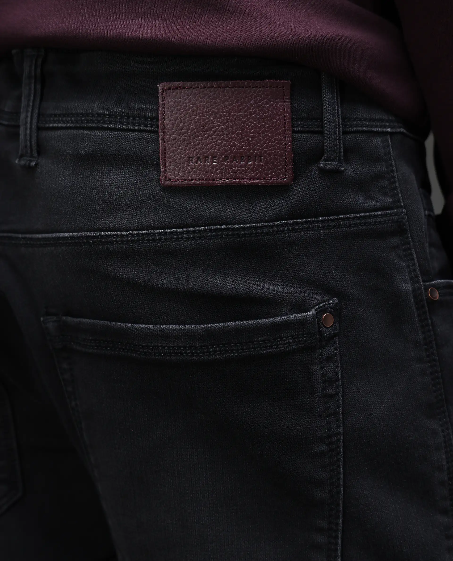 Rare Rabbit Men's Orleans Black Cotton Plain Hawk Slim Fit Jeans - Image 3