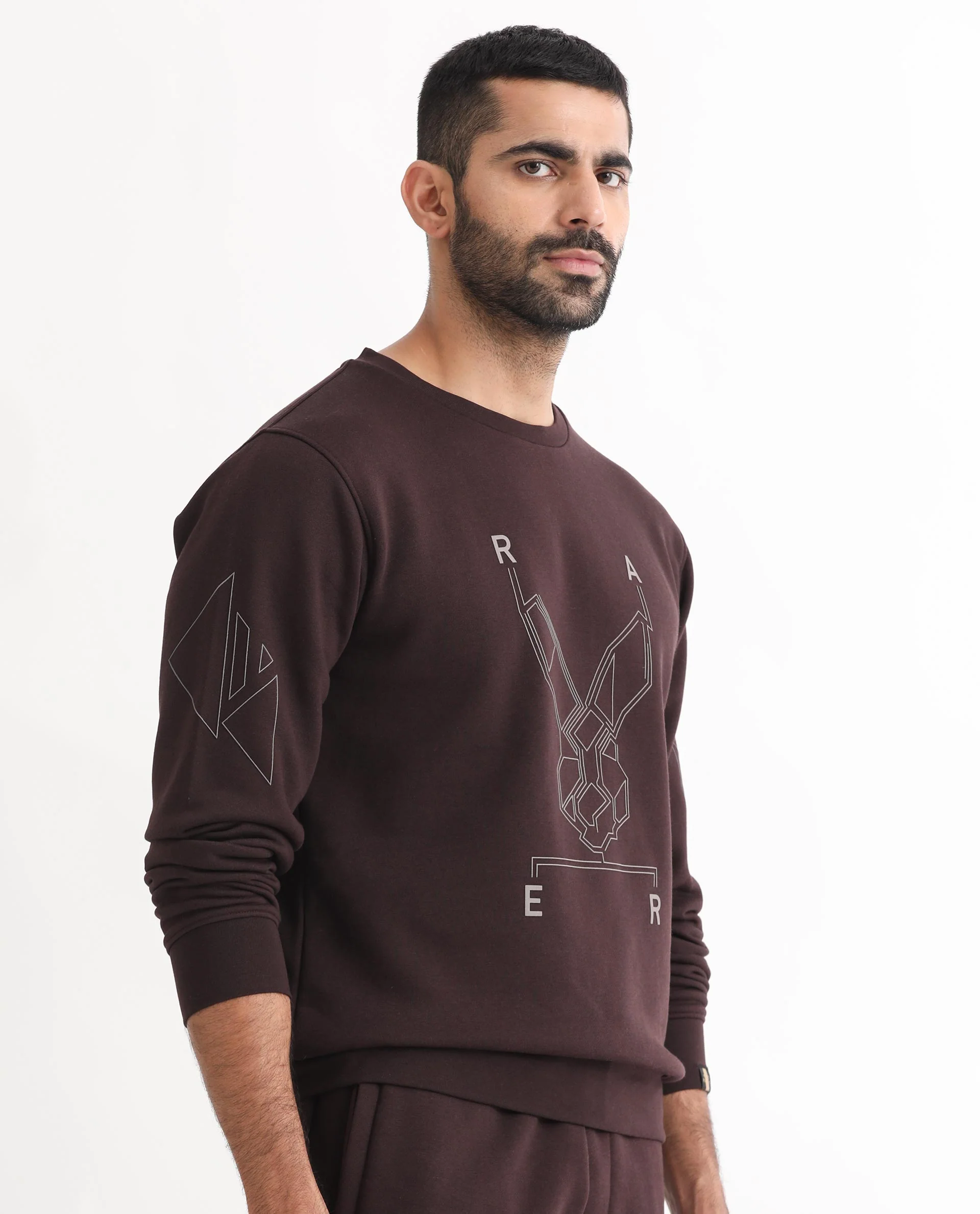 Rare Rabbit Men's Orsay Maroon Cotton Graphic Print Relaxed Fit Full Sleeve Crew Neck Sweatshirt - Image 6
