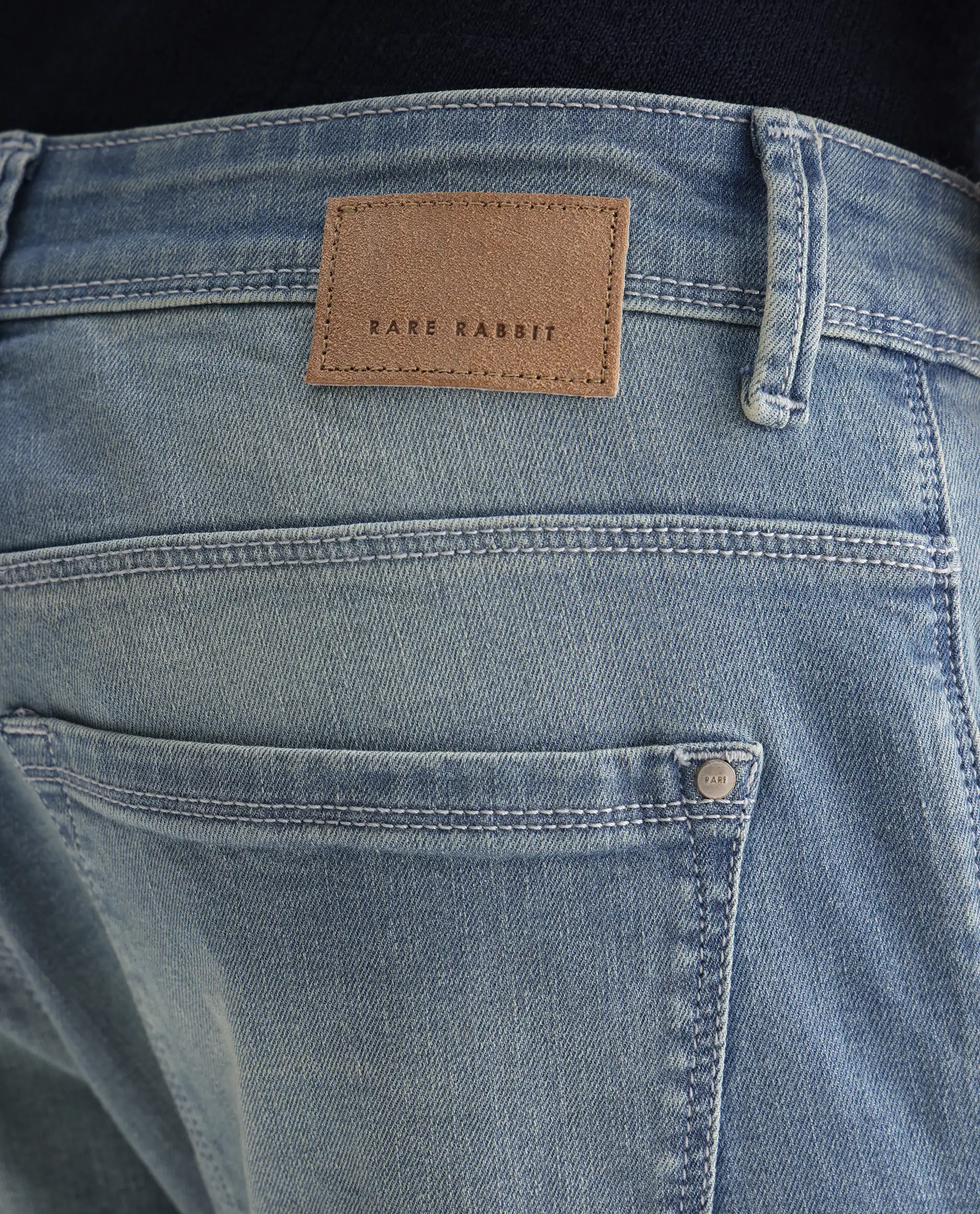 Rare Rabbit Men's Orsica Fluorescent Blue Cotton Plain Hawk Slim Fit Jeans - Image 6