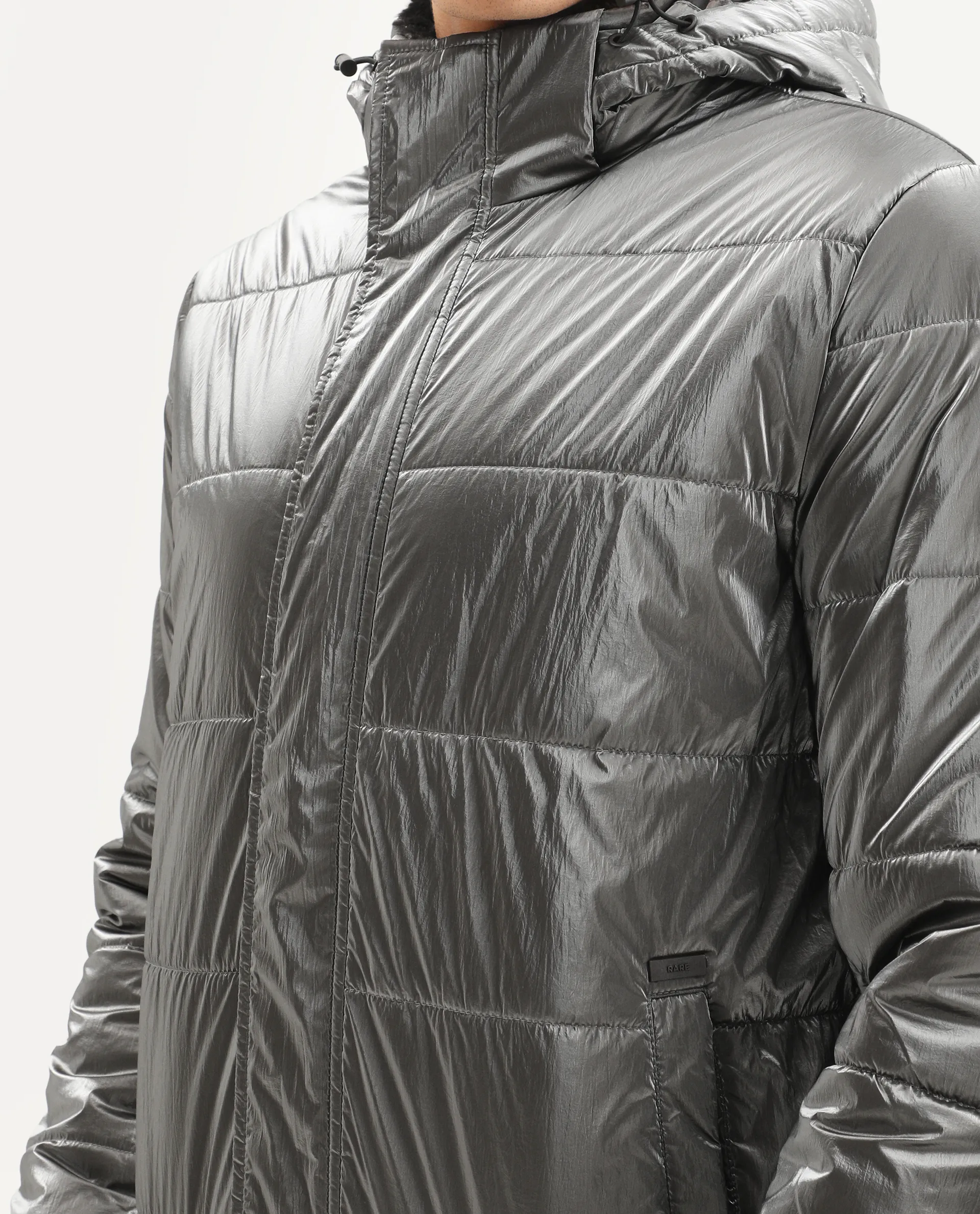 Rare Rabbit Men's Osad Dark Grey Polyester Plain Relaxed Fit Full Sleeve Hooded Jacket - Image 3