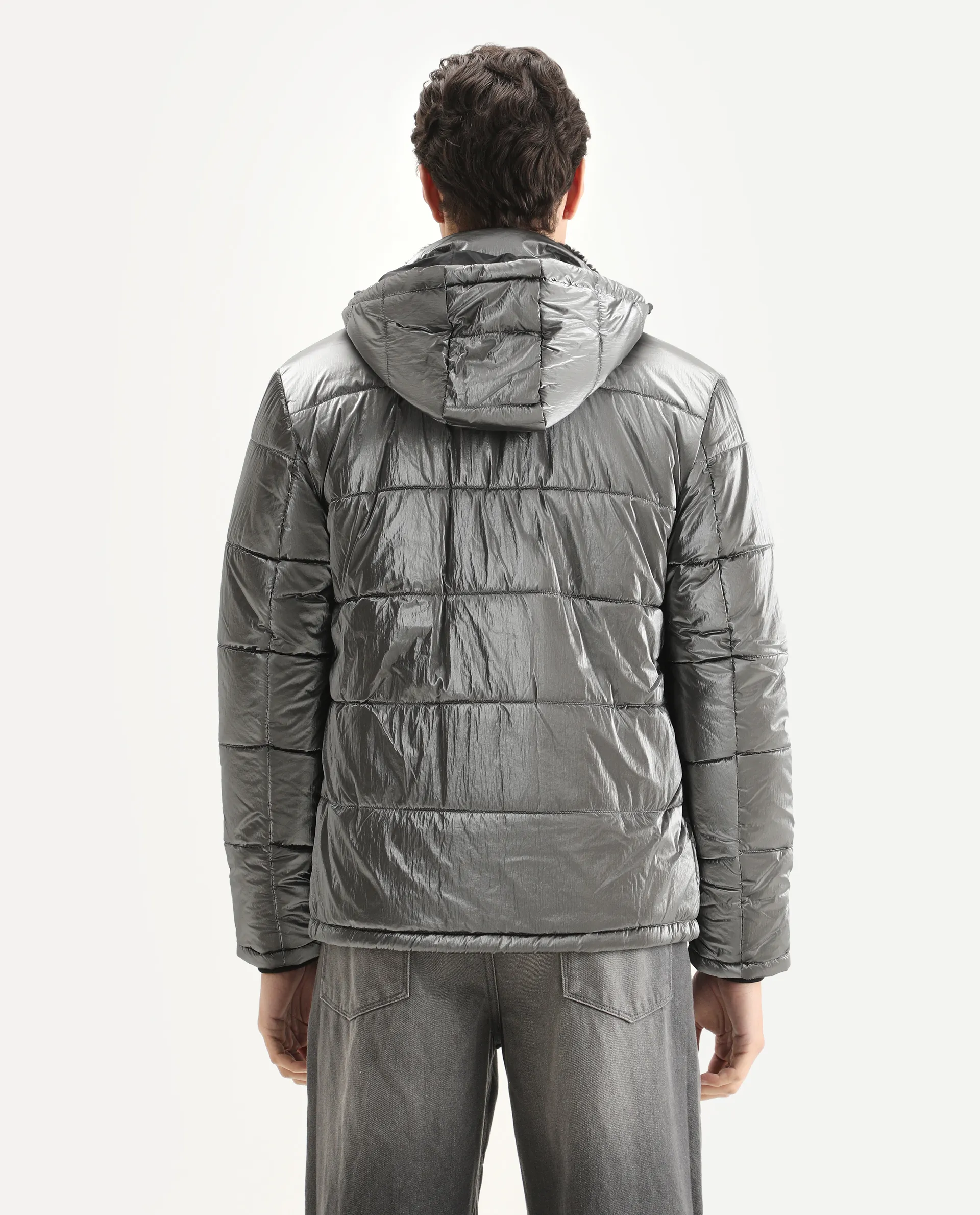 Rare Rabbit Men's Osad Dark Grey Polyester Plain Relaxed Fit Full Sleeve Hooded Jacket - Image 7