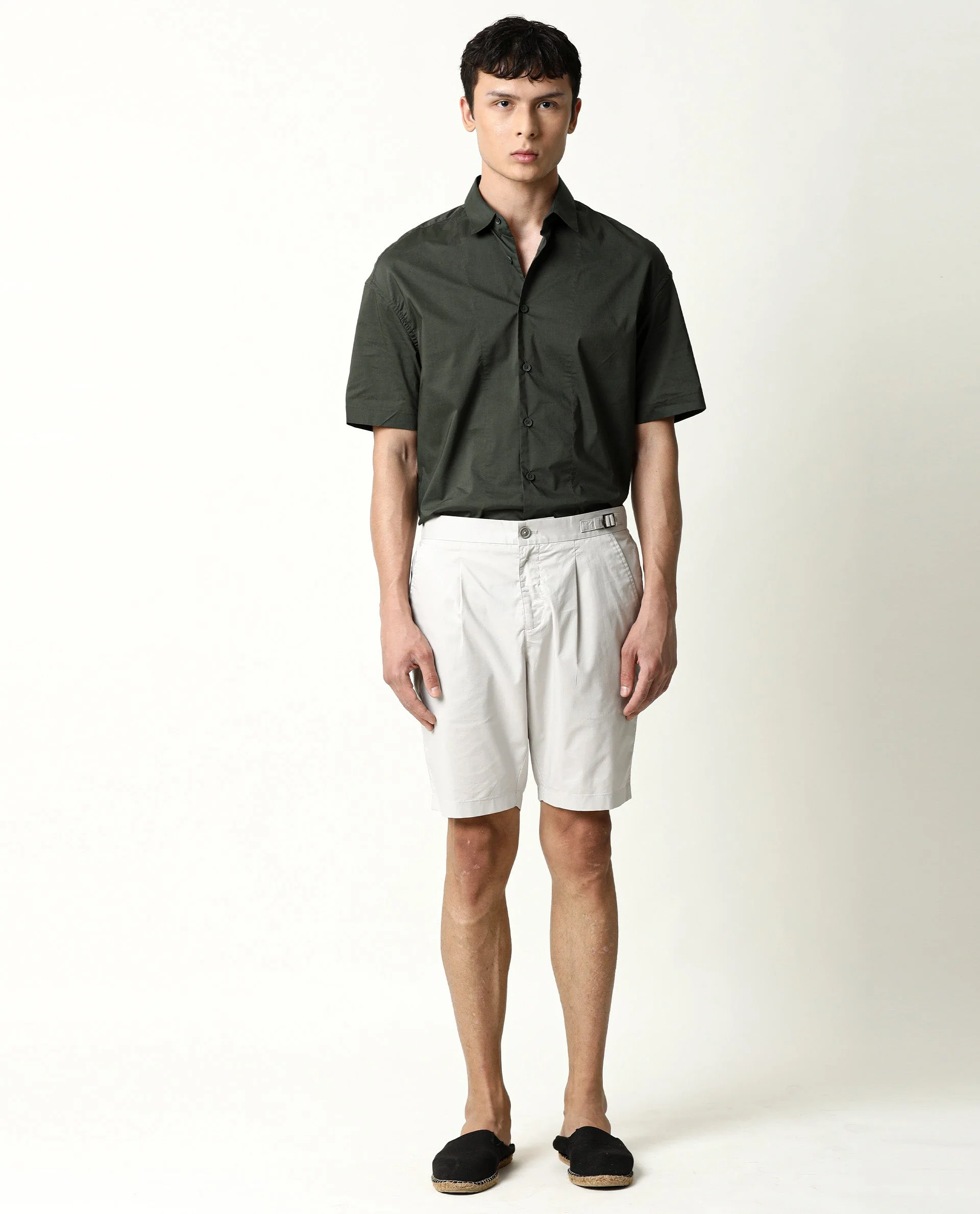 Rare Rabbit Men's Osaka Beige Cotton Plain Regular Fit Shorts - Image 3