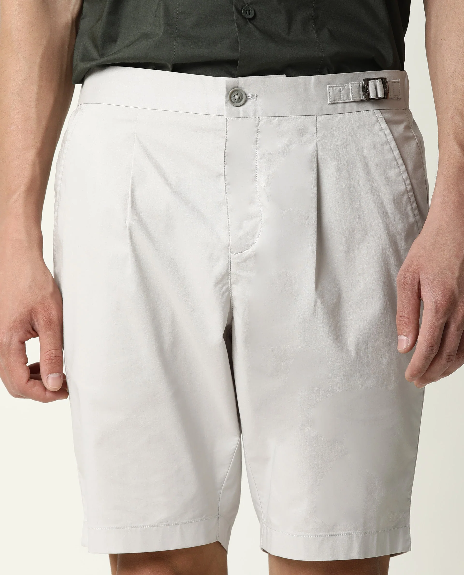 Rare Rabbit Men's Osaka Beige Cotton Plain Regular Fit Shorts - Image 5