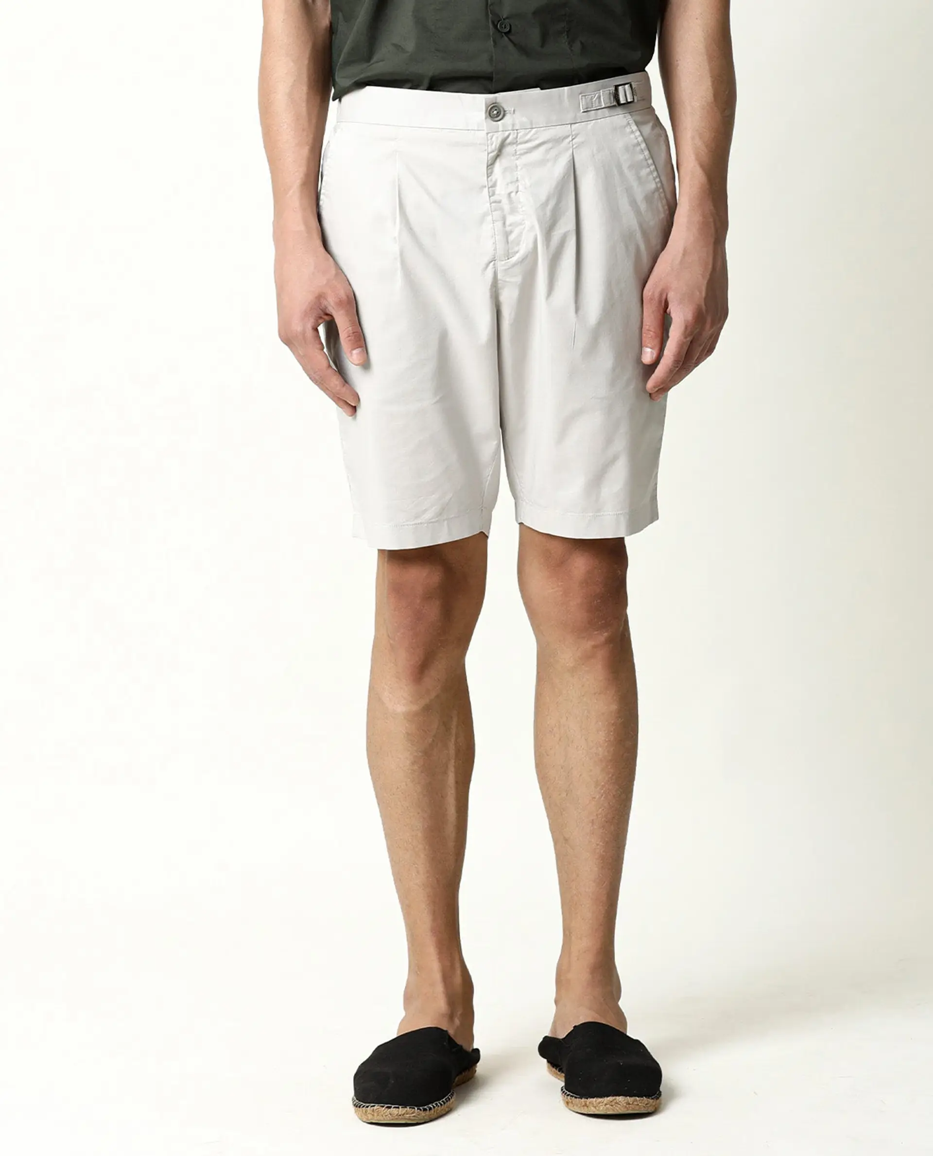 Rare Rabbit Men's Osaka Beige Cotton Plain Regular Fit Shorts - Image 8