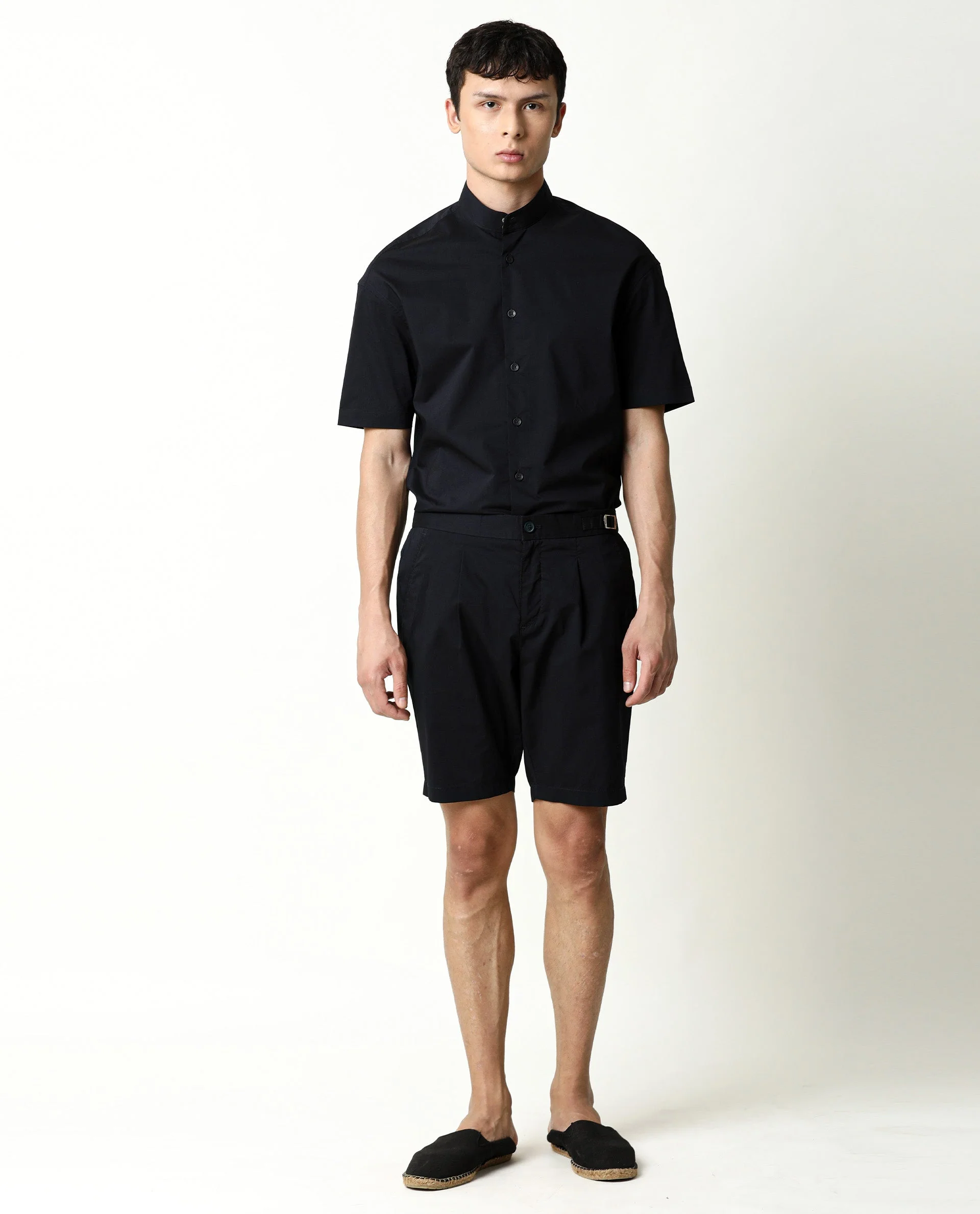 Rare Rabbit Men's Osaka Navy Cotton Plain Regular Fit Shorts - Image 3