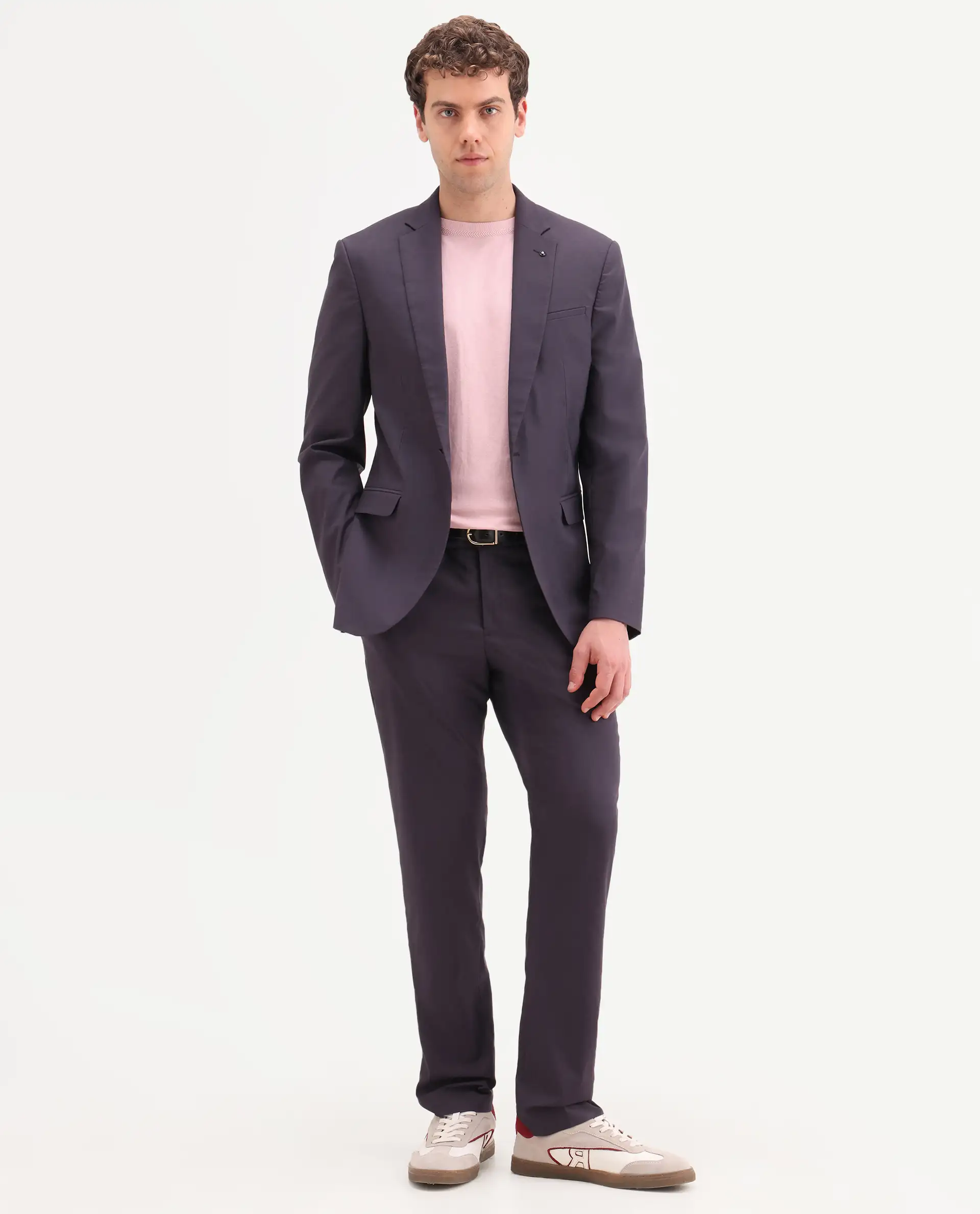 Rare Rabbit Men's Oscar Dark Purple Polyester Plain Tailored Fit Full Sleeve Lapel Neck Suits - Image 11