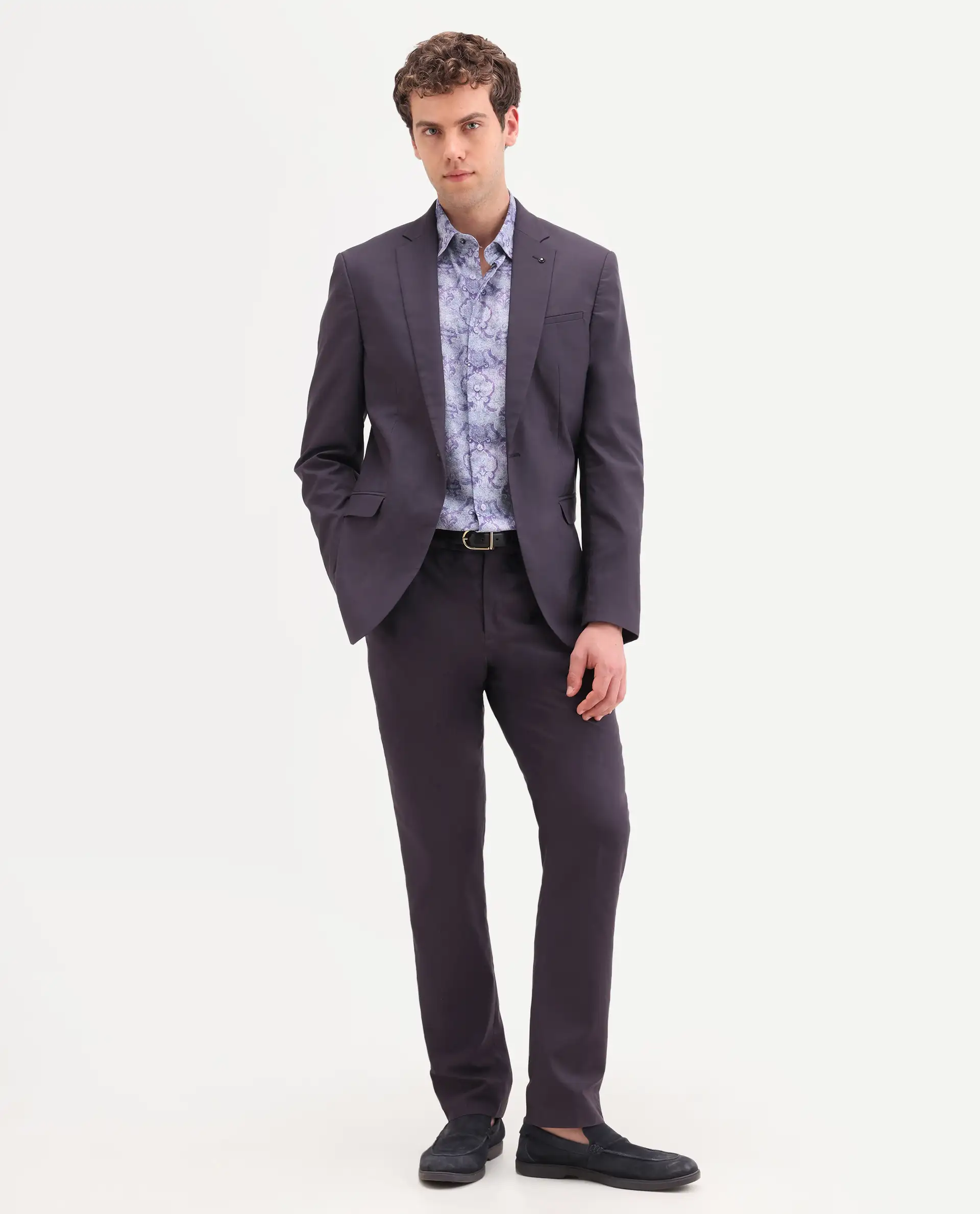 Rare Rabbit Men's Oscar Dark Purple Polyester Plain Tailored Fit Full Sleeve Lapel Neck Suits - Image 12