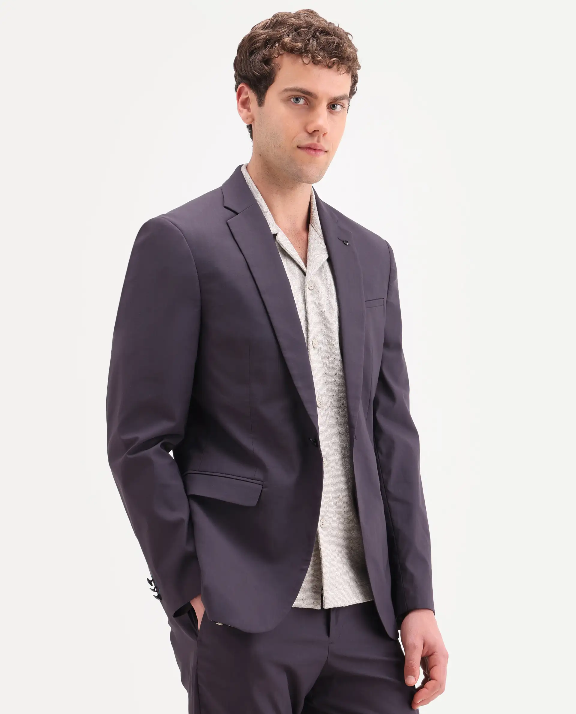 Rare Rabbit Men's Oscar Dark Purple Polyester Plain Tailored Fit Full Sleeve Lapel Neck Suits - Image 15