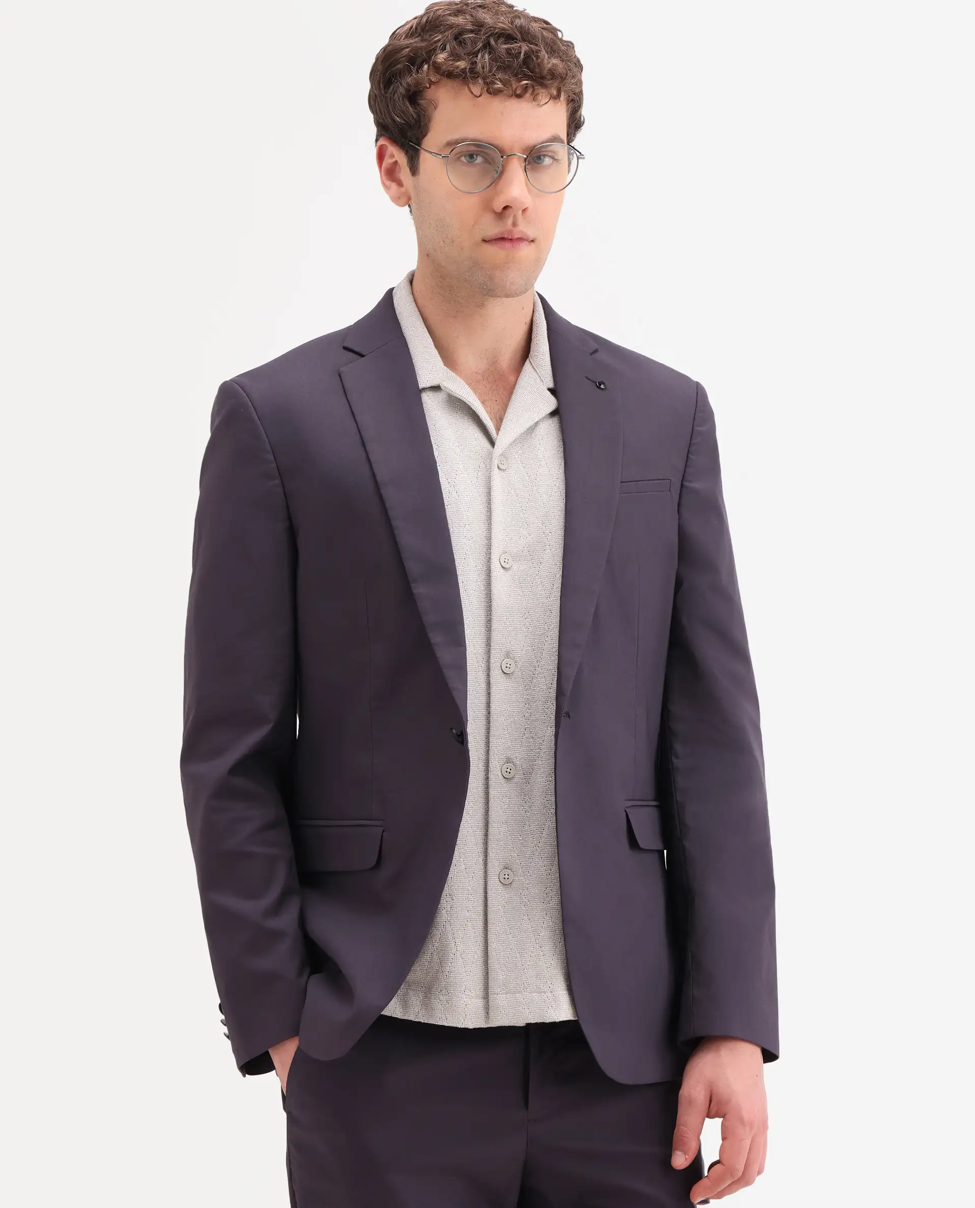 Rare Rabbit Men's Oscar Dark Purple Polyester Plain Tailored Fit Full Sleeve Lapel Neck Suits - Image 18