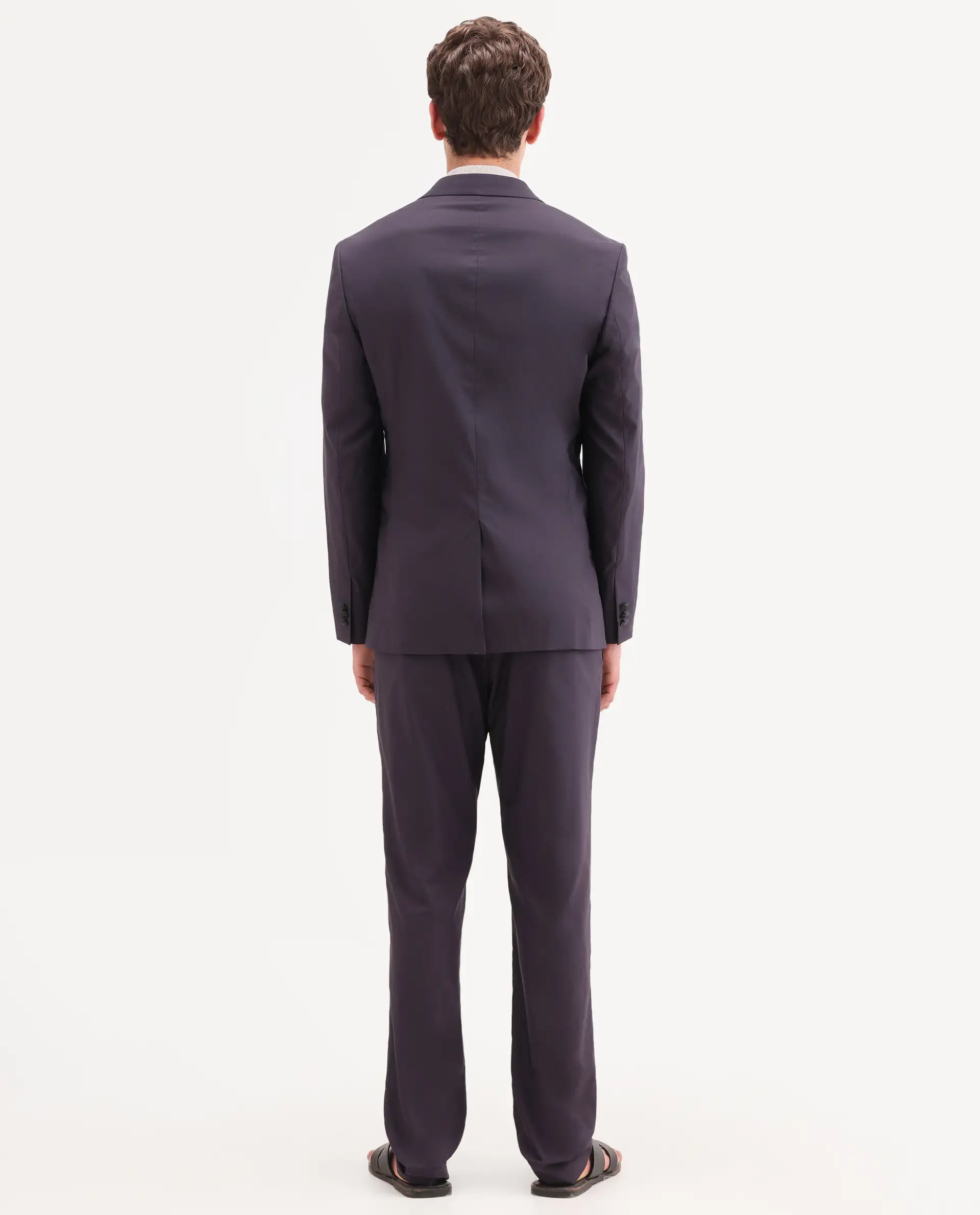 Rare Rabbit Men's Oscar Dark Purple Polyester Plain Tailored Fit Full Sleeve Lapel Neck Suits - Image 19