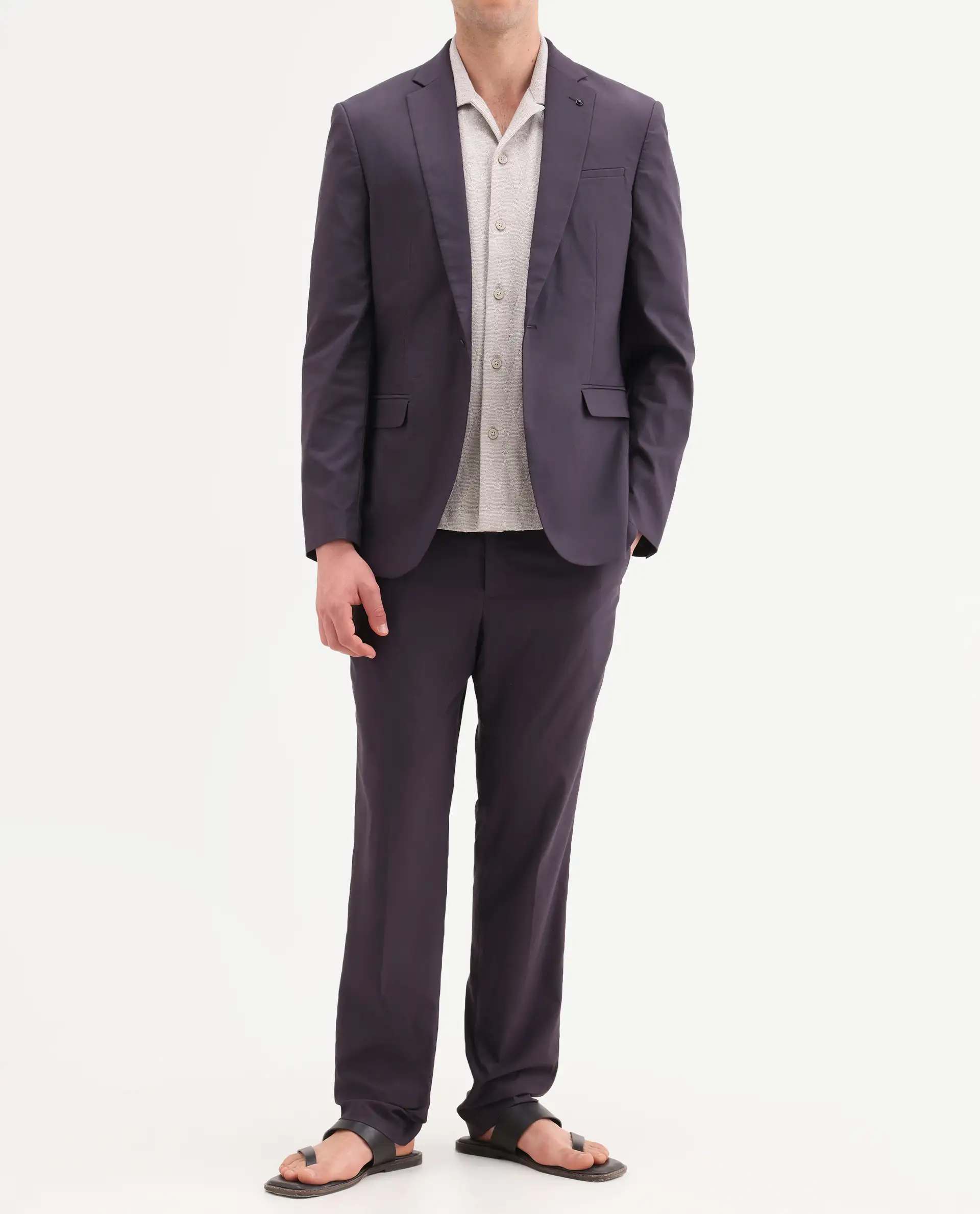 Rare Rabbit Men's Oscar Dark Purple Polyester Plain Tailored Fit Full Sleeve Lapel Neck Suits - Image 8