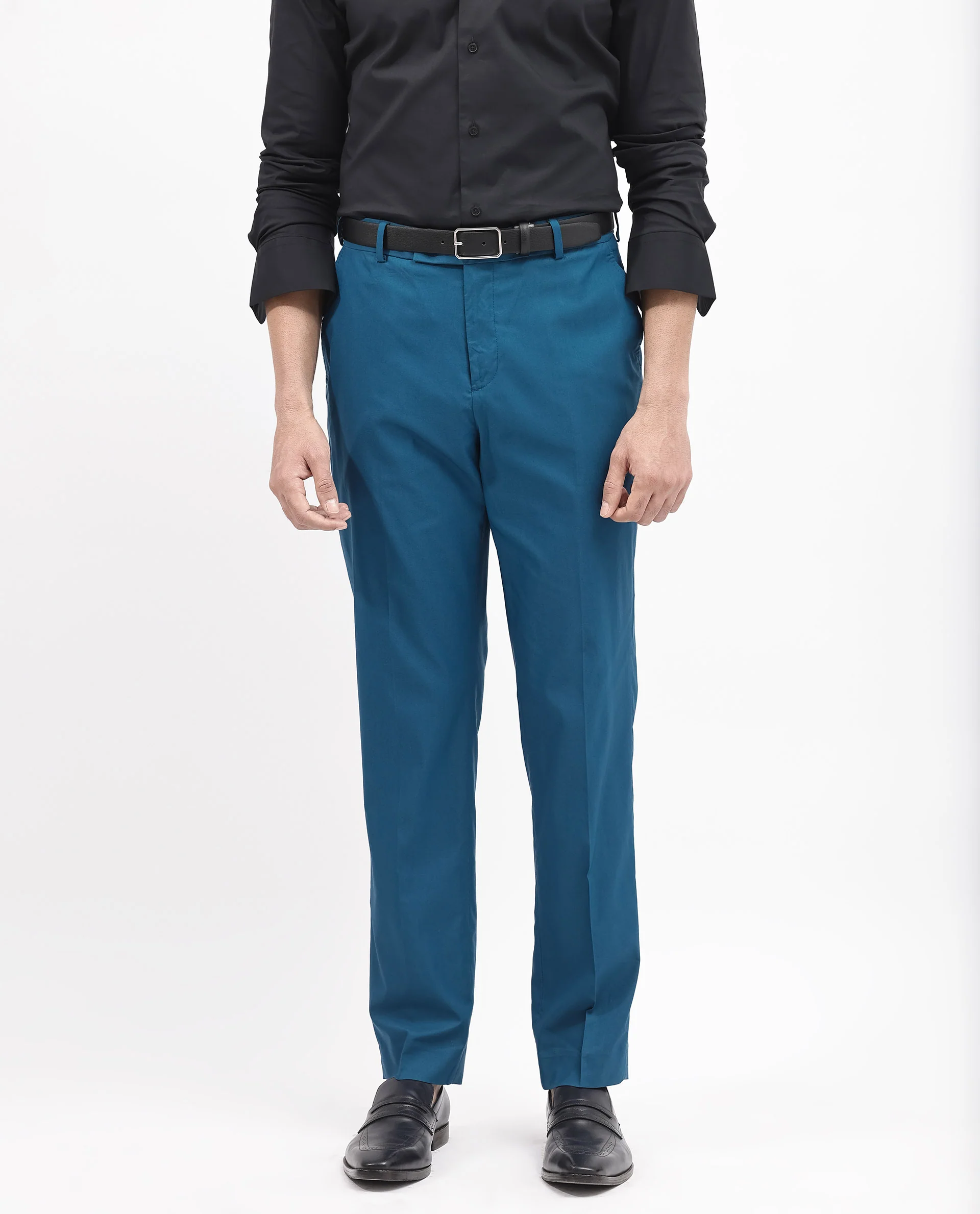 Rare Rabbit Men's Oscar Dark Teal Polyester Plain Tailored Fit Full Sleeve Lapel Neck Suits - Image 11