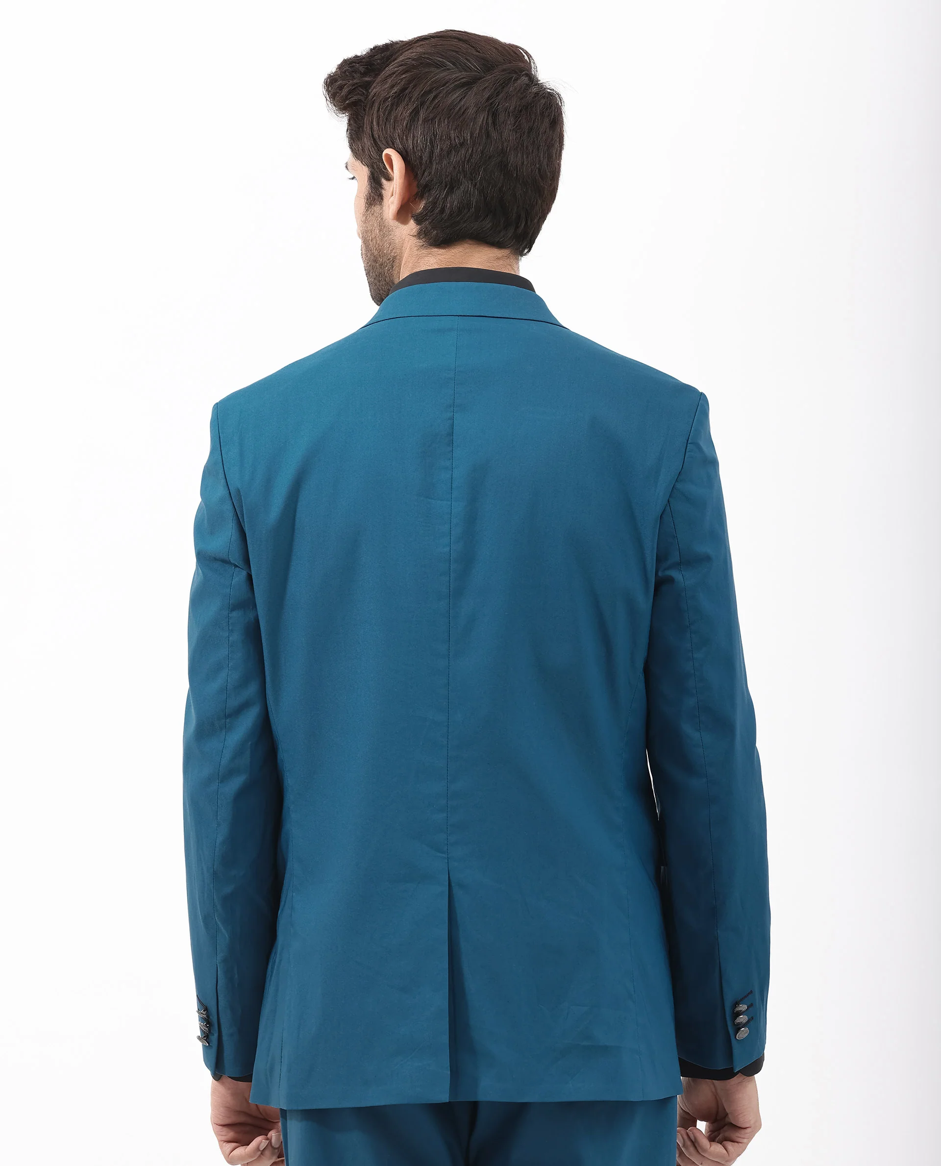 Rare Rabbit Men's Oscar Dark Teal Polyester Plain Tailored Fit Full Sleeve Lapel Neck Suits - Image 13