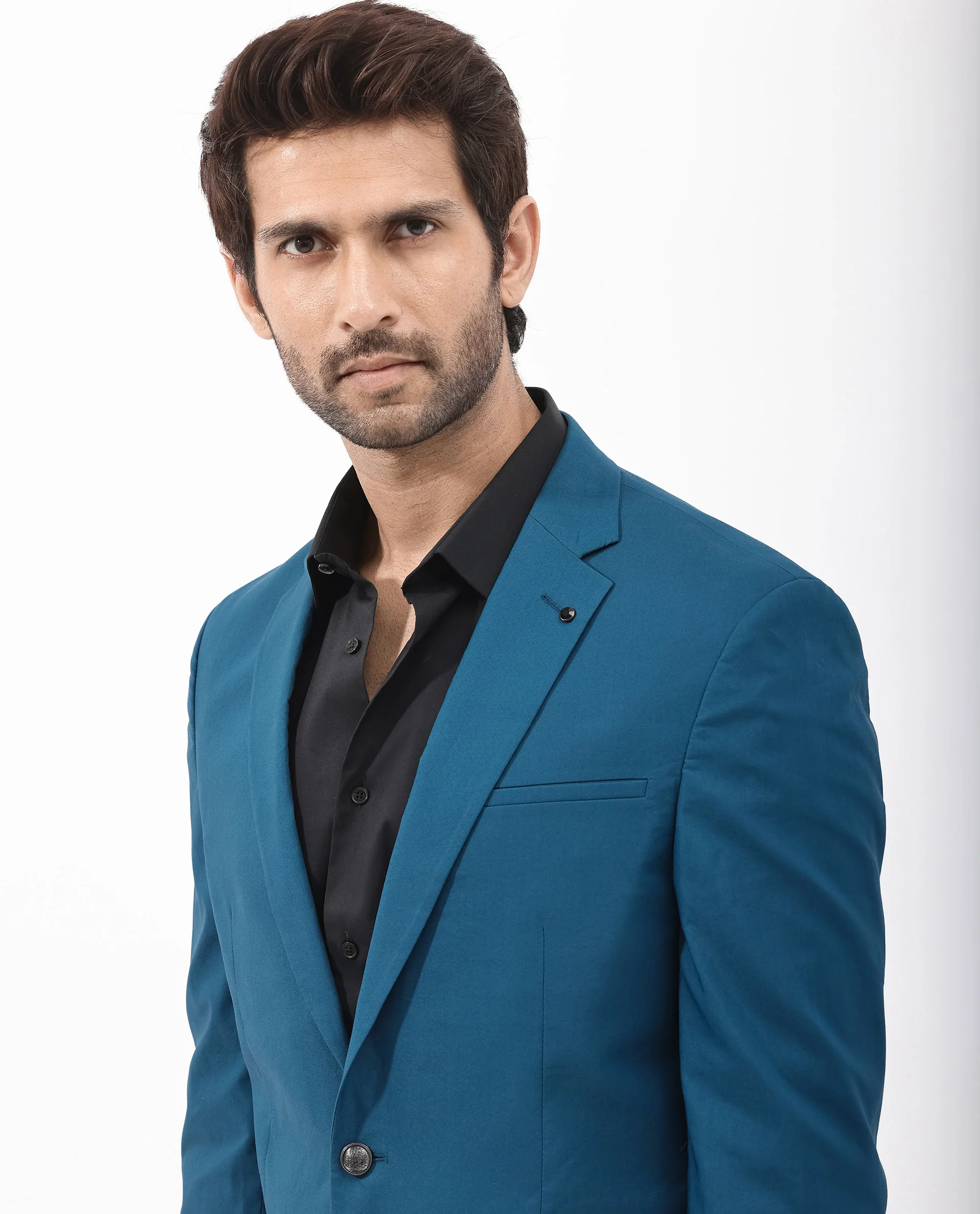 Rare Rabbit Men's Oscar Dark Teal Polyester Plain Tailored Fit Full Sleeve Lapel Neck Suits - Image 18