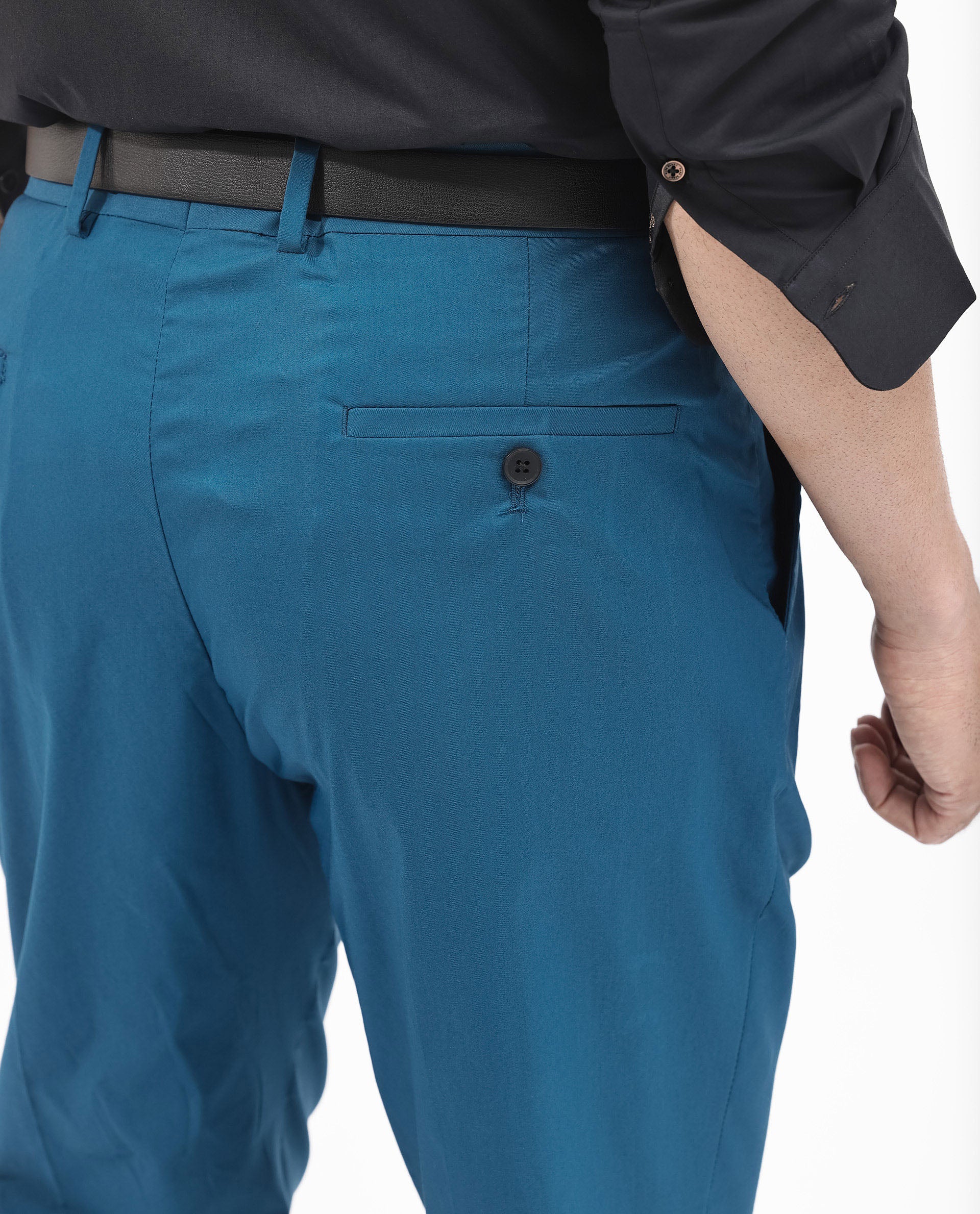 Rare Rabbit Men's Oscar Dark Teal Polyester Plain Tailored Fit Full Sleeve Lapel Neck Suits - Image 6