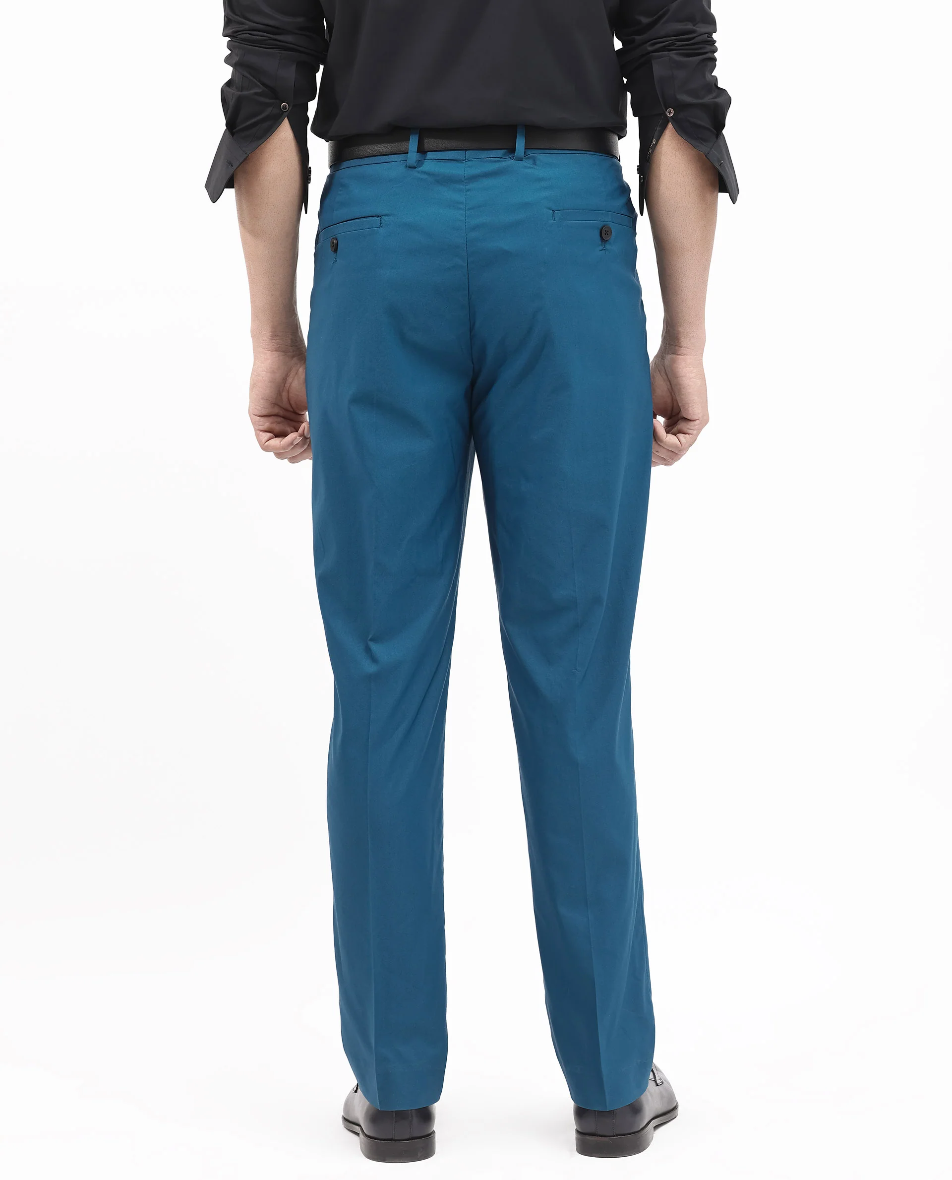 Rare Rabbit Men's Oscar Dark Teal Polyester Plain Tailored Fit Full Sleeve Lapel Neck Suits - Image 8