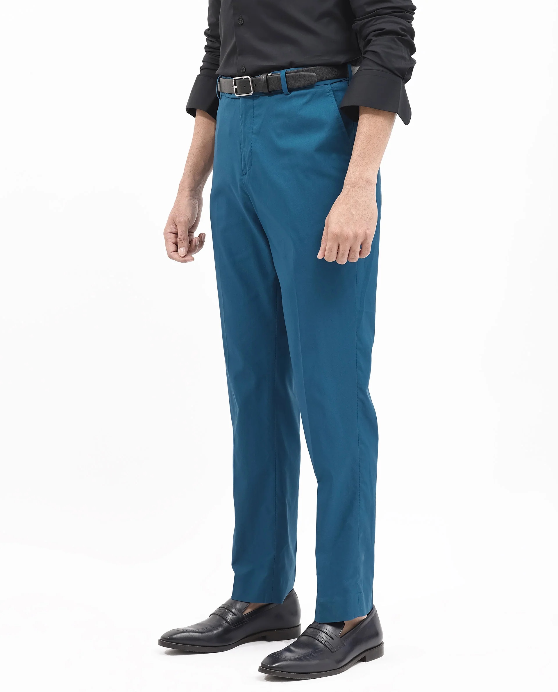 Rare Rabbit Men's Oscar Dark Teal Polyester Plain Tailored Fit Full Sleeve Lapel Neck Suits - Image 9