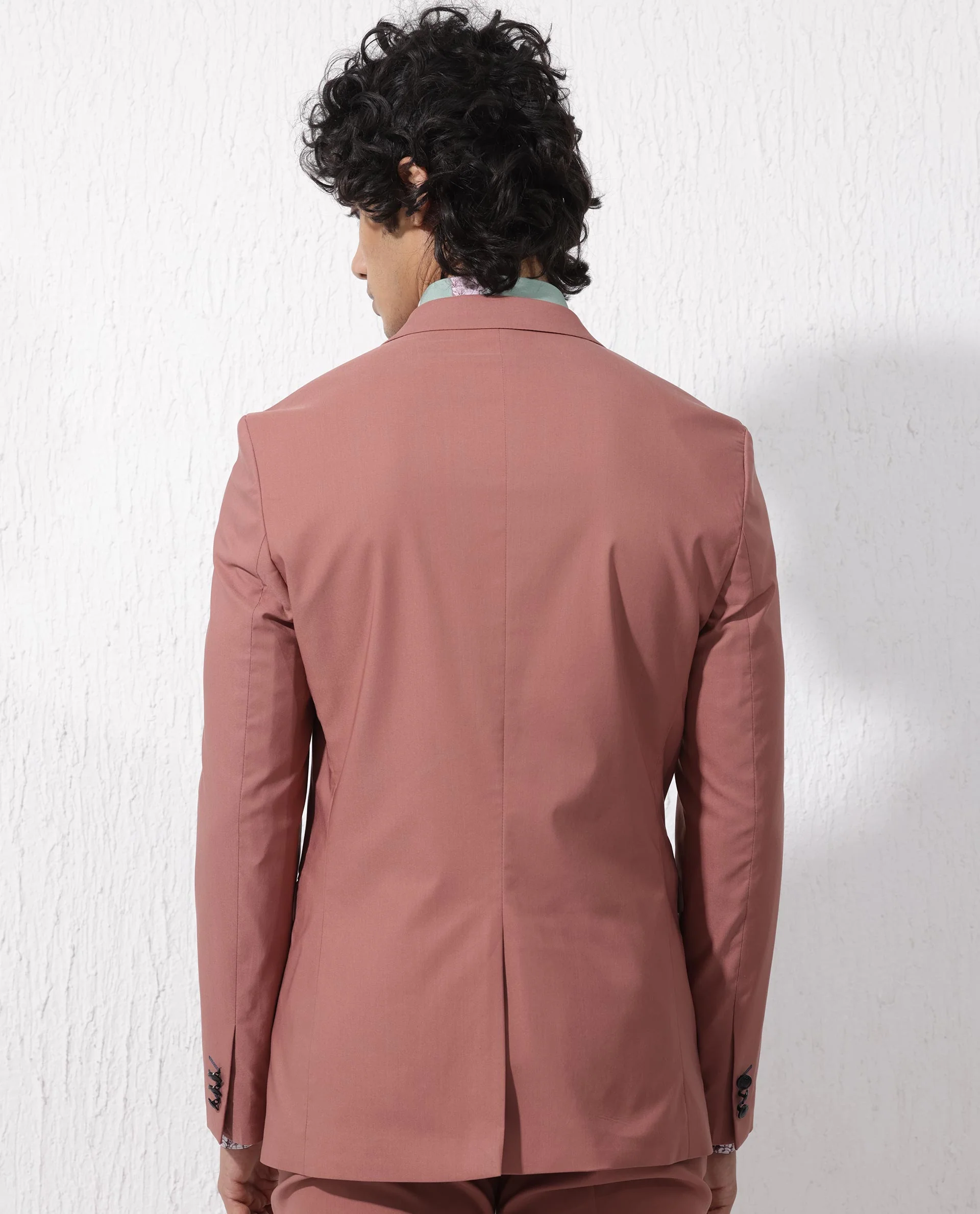 Rare Rabbit Men's Oscar Pastel Pink Polyester Plain Tailored Fit Full Sleeve Lapel Neck Suits - Image 11