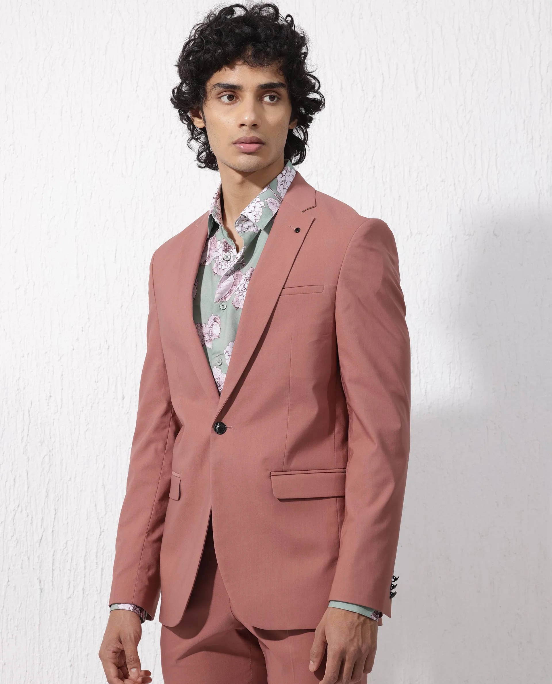 Rare Rabbit Men's Oscar Pastel Pink Polyester Plain Tailored Fit Full Sleeve Lapel Neck Suits - Image 12