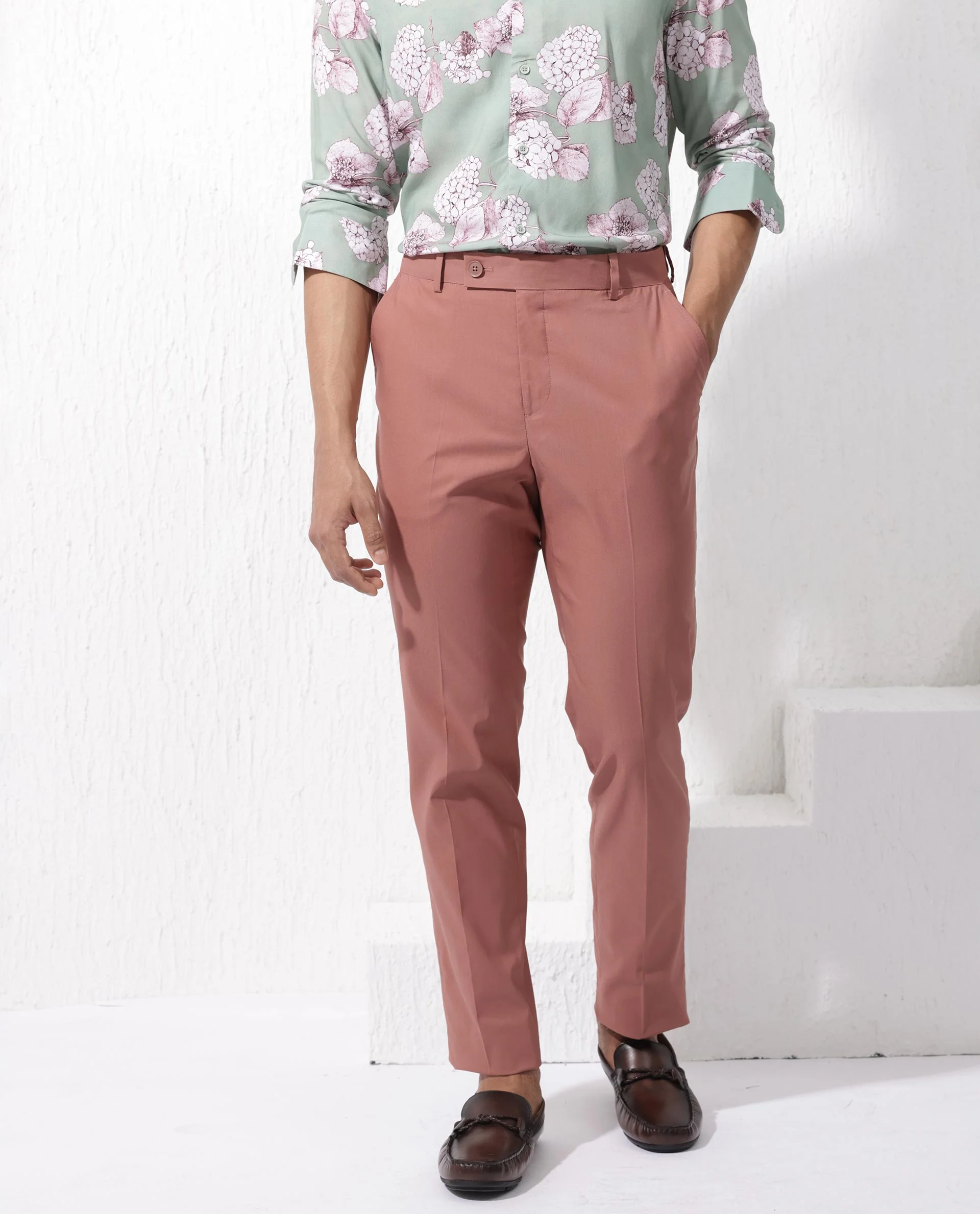 Rare Rabbit Men's Oscar Pastel Pink Polyester Plain Tailored Fit Full Sleeve Lapel Neck Suits - Image 4