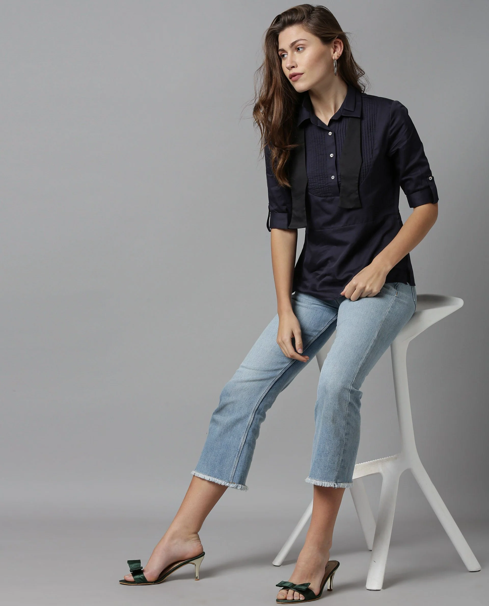 Rareism Women Oscar Navy Top Full Sleeves - Image 3