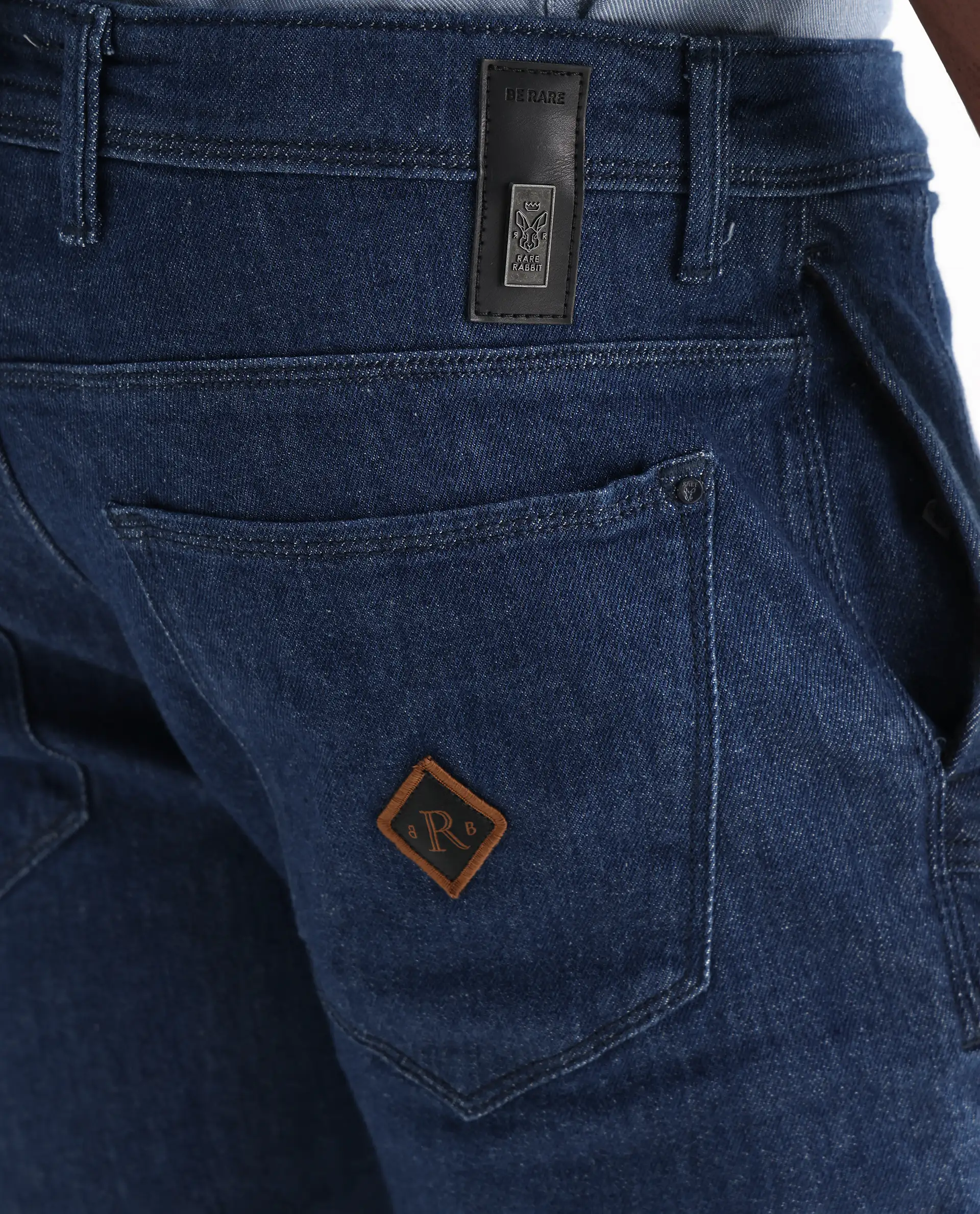 Rare Rabbit Men's Osmar Blue Cotton Plain Hawk Slim Fit Jeans - Image 8