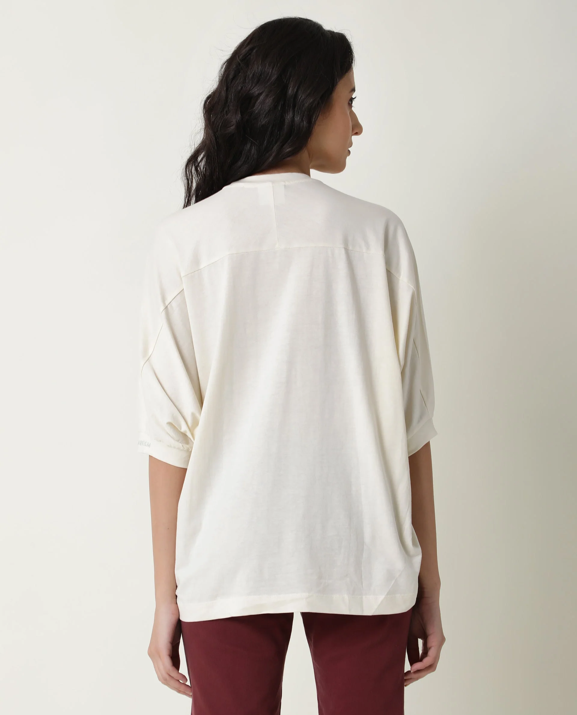 Rareism Women's Osmo Offwhite Cotton Crew Neck Plain Relaxed Fit Top - Image 8