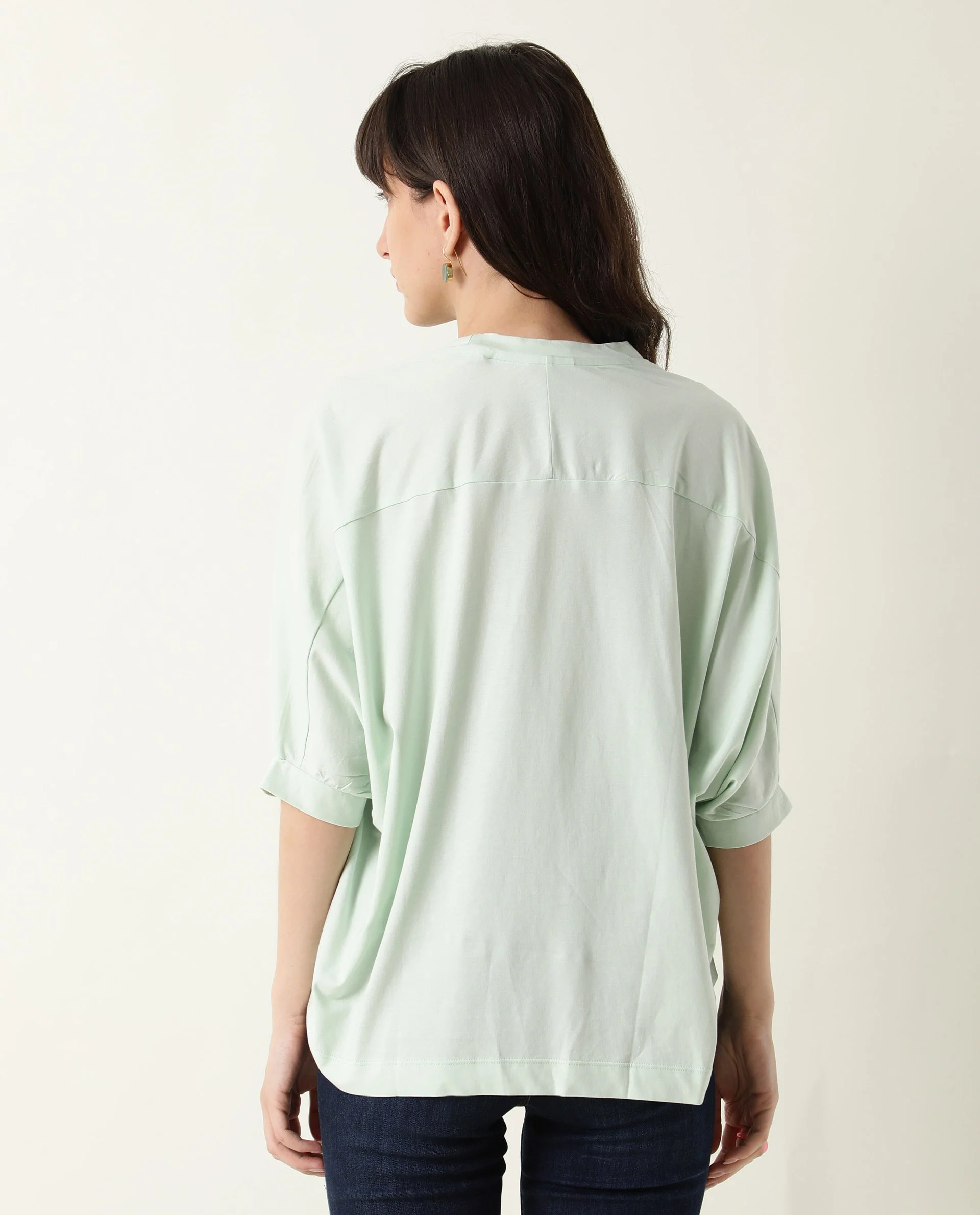 Rareism Women's Osmo Green Crew Neck Plain Knee Length Tailored Top - Image 12