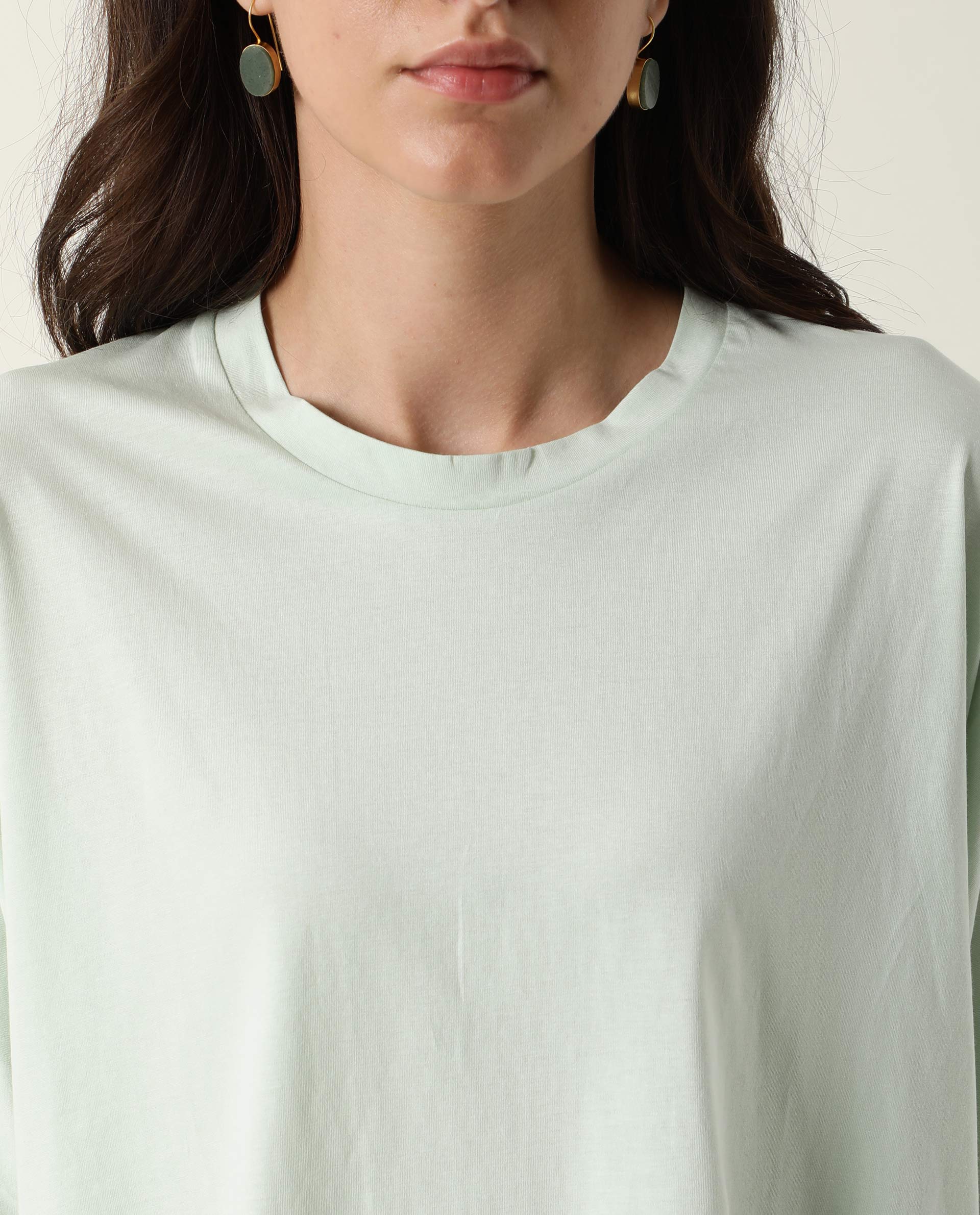Rareism Women's Osmo Green Crew Neck Plain Knee Length Tailored Top - Image 5