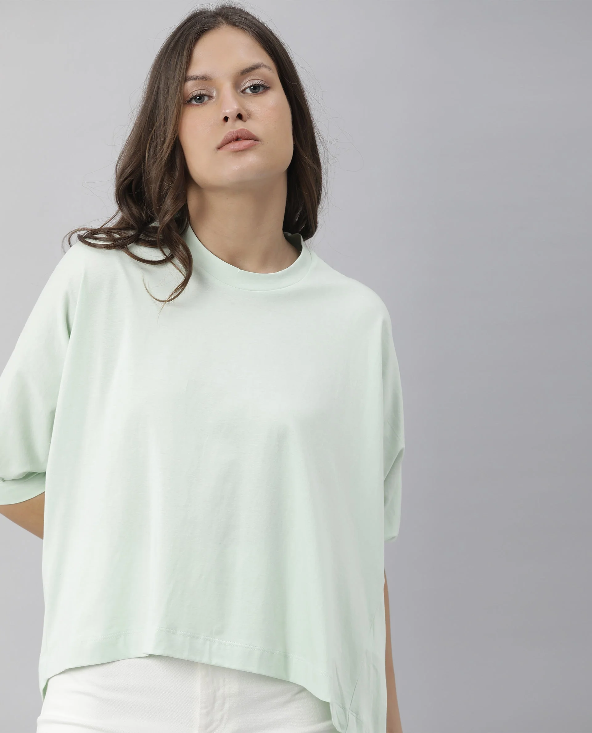 Rareism Women's Osmo Green Crew Neck Plain Knee Length Tailored Top - Image 7