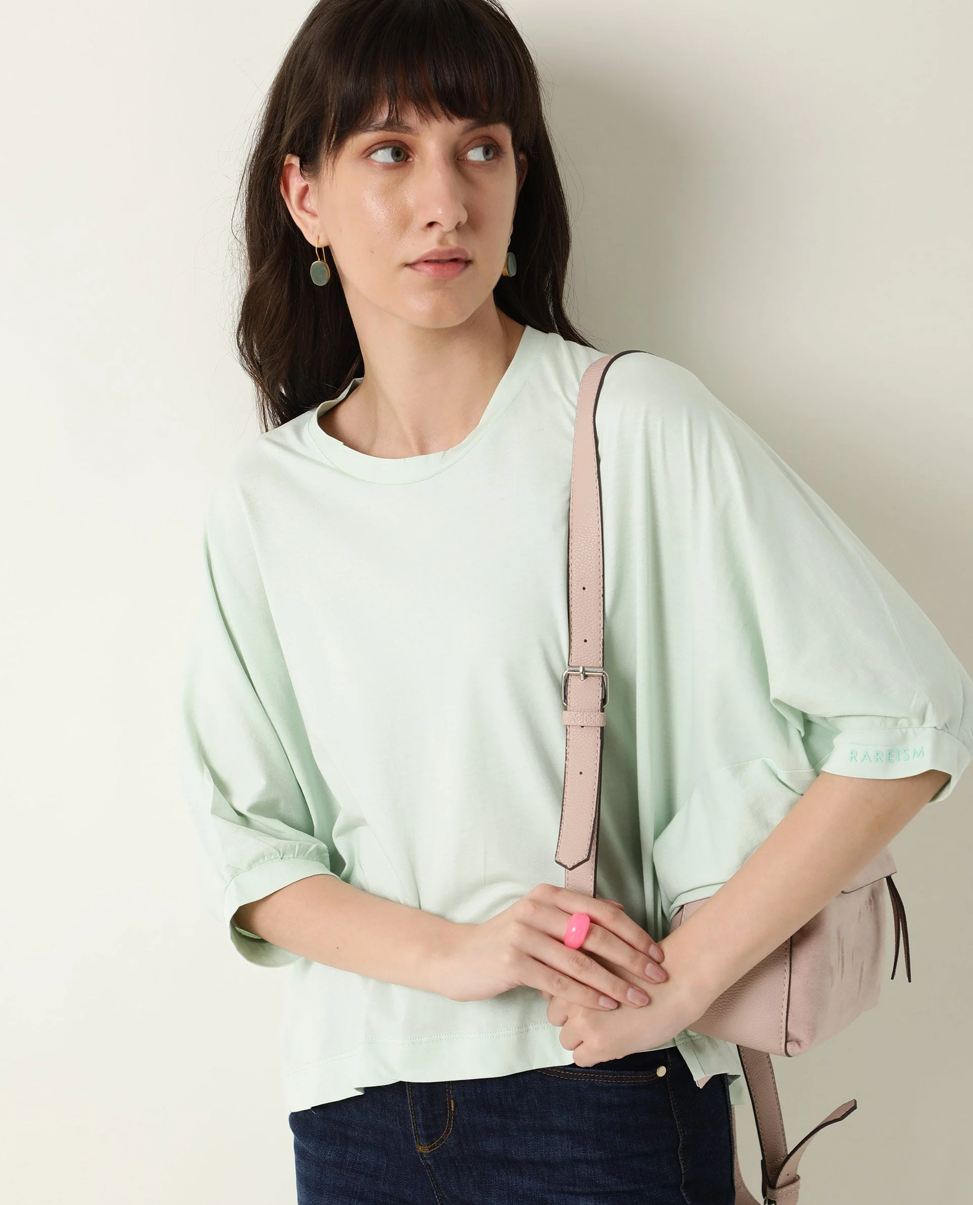 Rareism Women's Osmo Green Crew Neck Plain Knee Length Tailored Top - Image 8