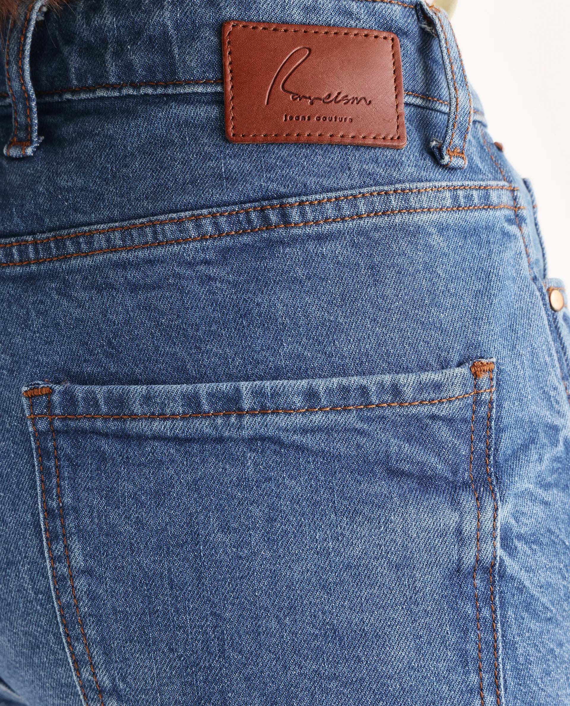 Rareism Women's Osseo Blue Cotton Blend Plain Ankle Length Smart Straight Fit Jeans - Image 8