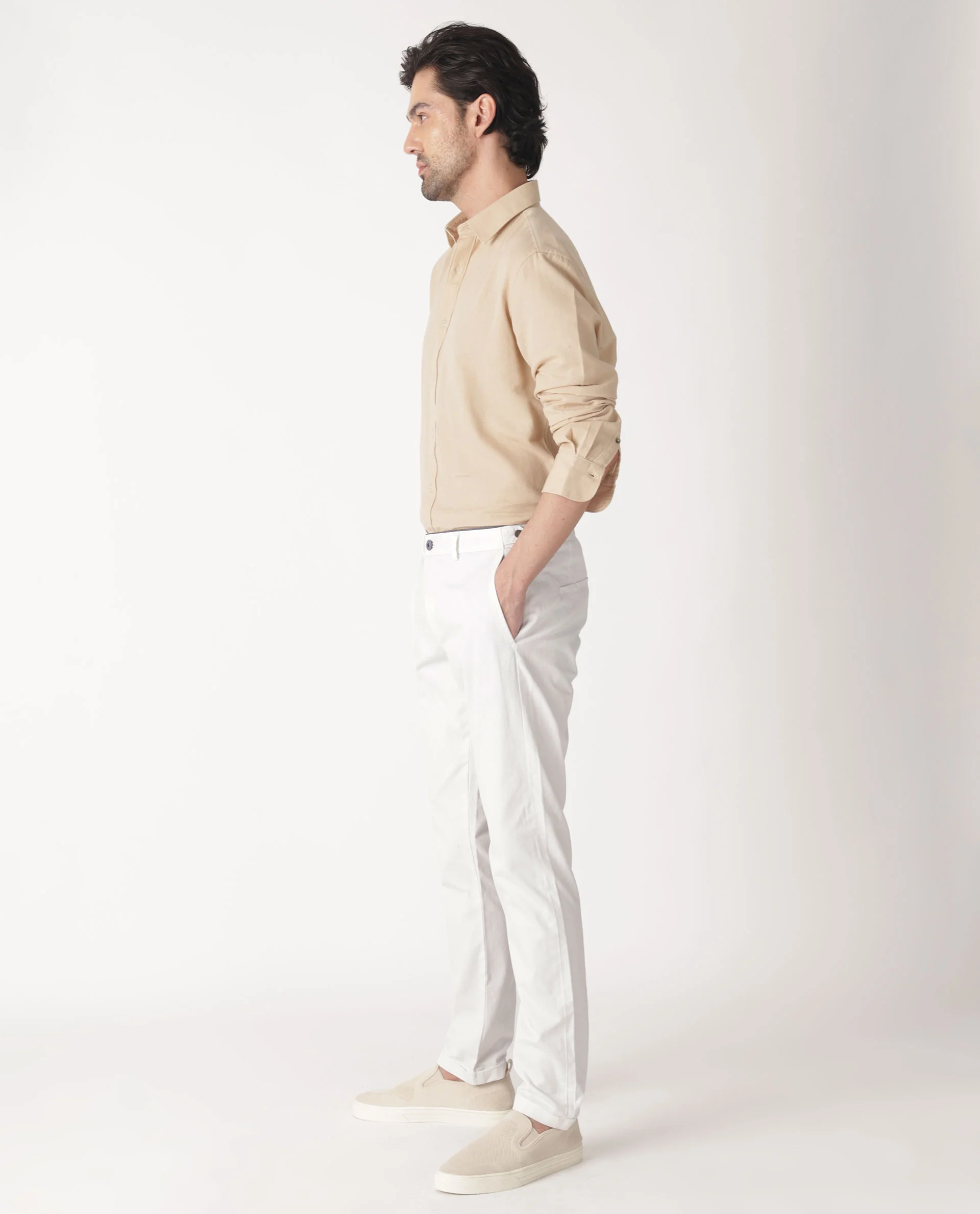 Rare Rabbit Men's Otago Beige Cotton Plain Regular Fit Full Sleeve Collared Shirt - Image 11