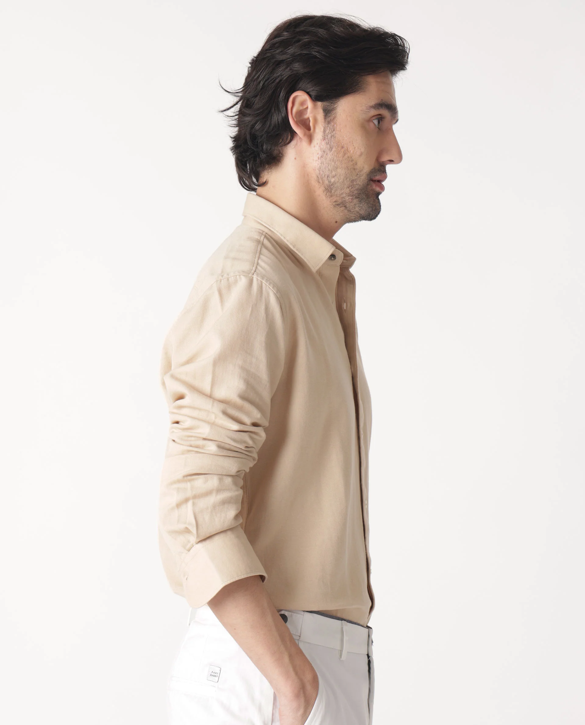 Rare Rabbit Men's Otago Beige Cotton Plain Regular Fit Full Sleeve Collared Shirt - Image 8