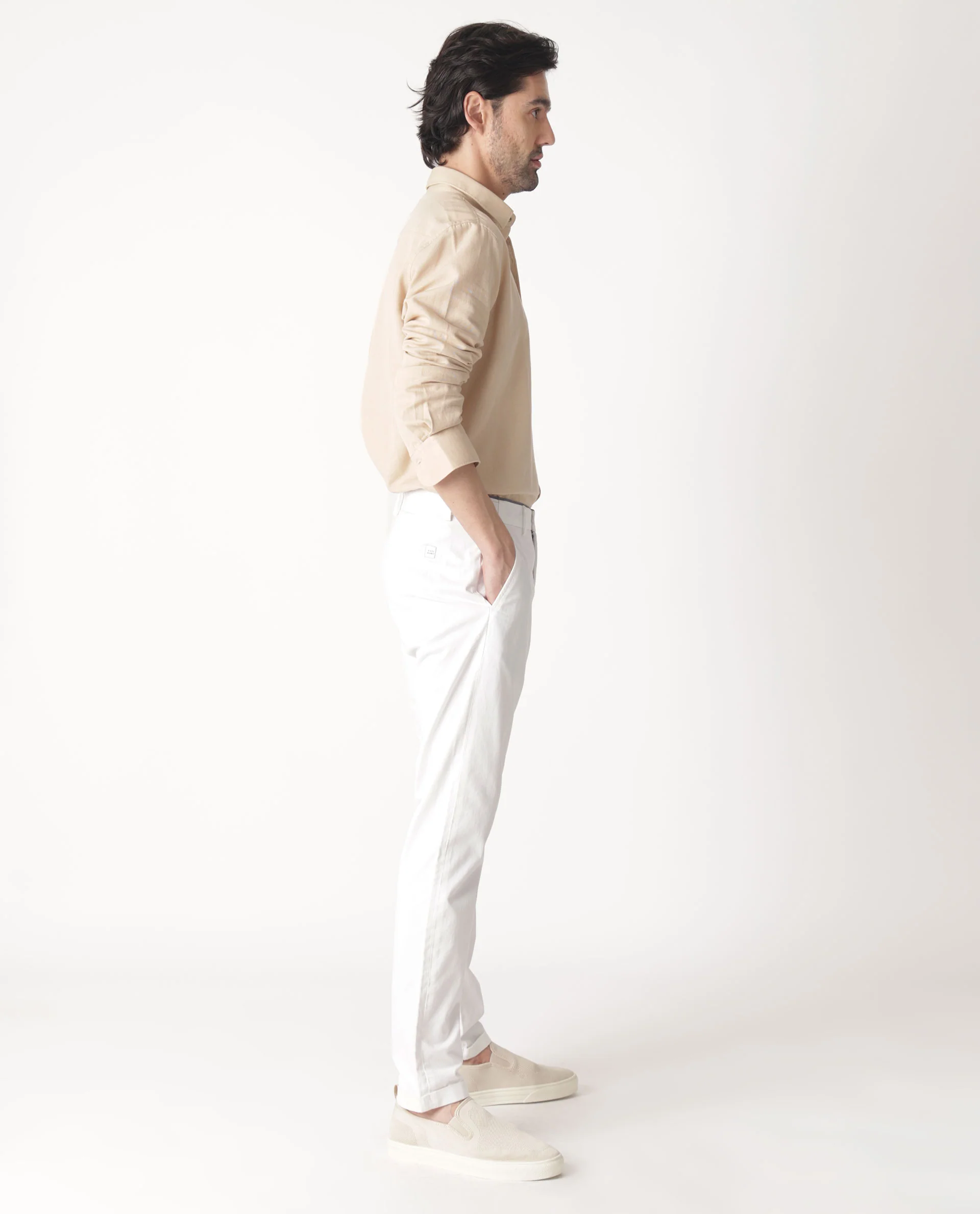 Rare Rabbit Men's Otago Beige Cotton Plain Regular Fit Full Sleeve Collared Shirt - Image 9