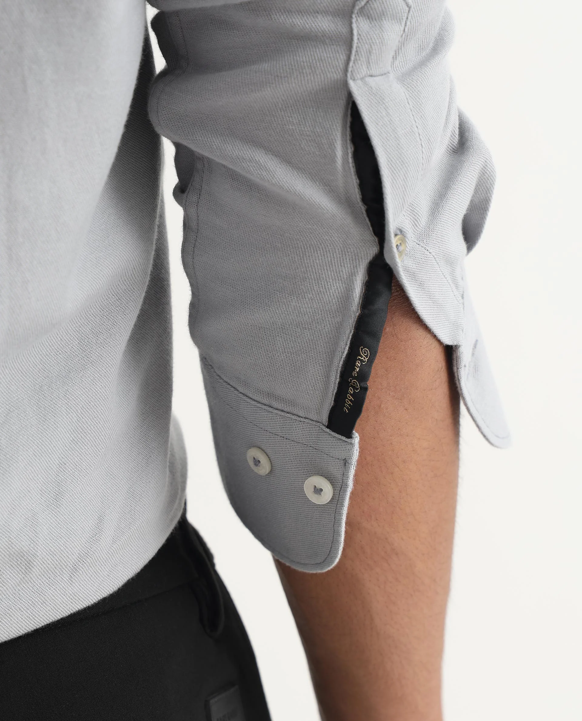 Rare Rabbit Men's Otago Grey Cotton Plain Regular Fit Full Sleeve Collared Shirt - Image 3