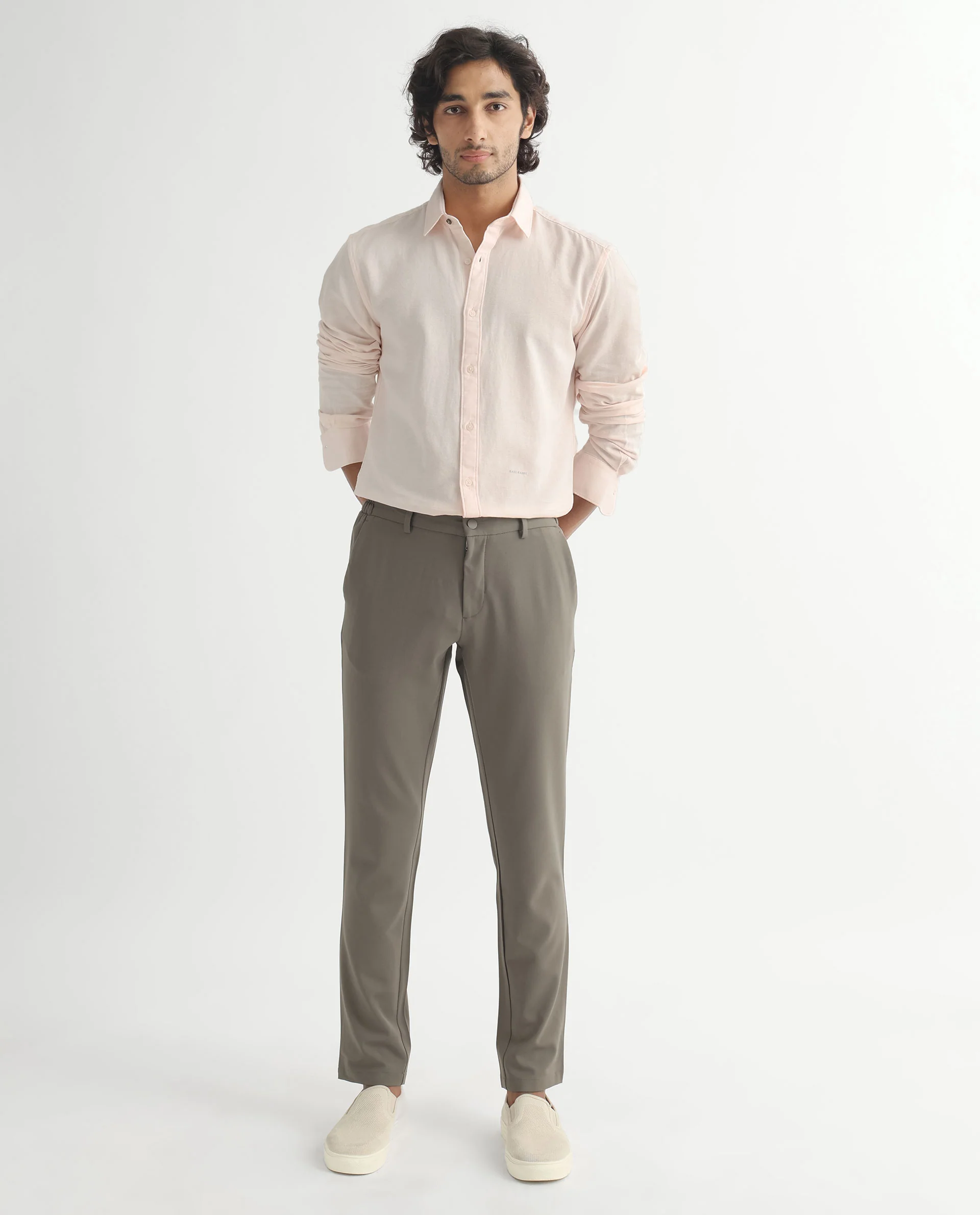 Rare Rabbit Men's Otago Light Pink Cotton Plain Regular Fit Full Sleeve Spread Collar Shirt - Image 2