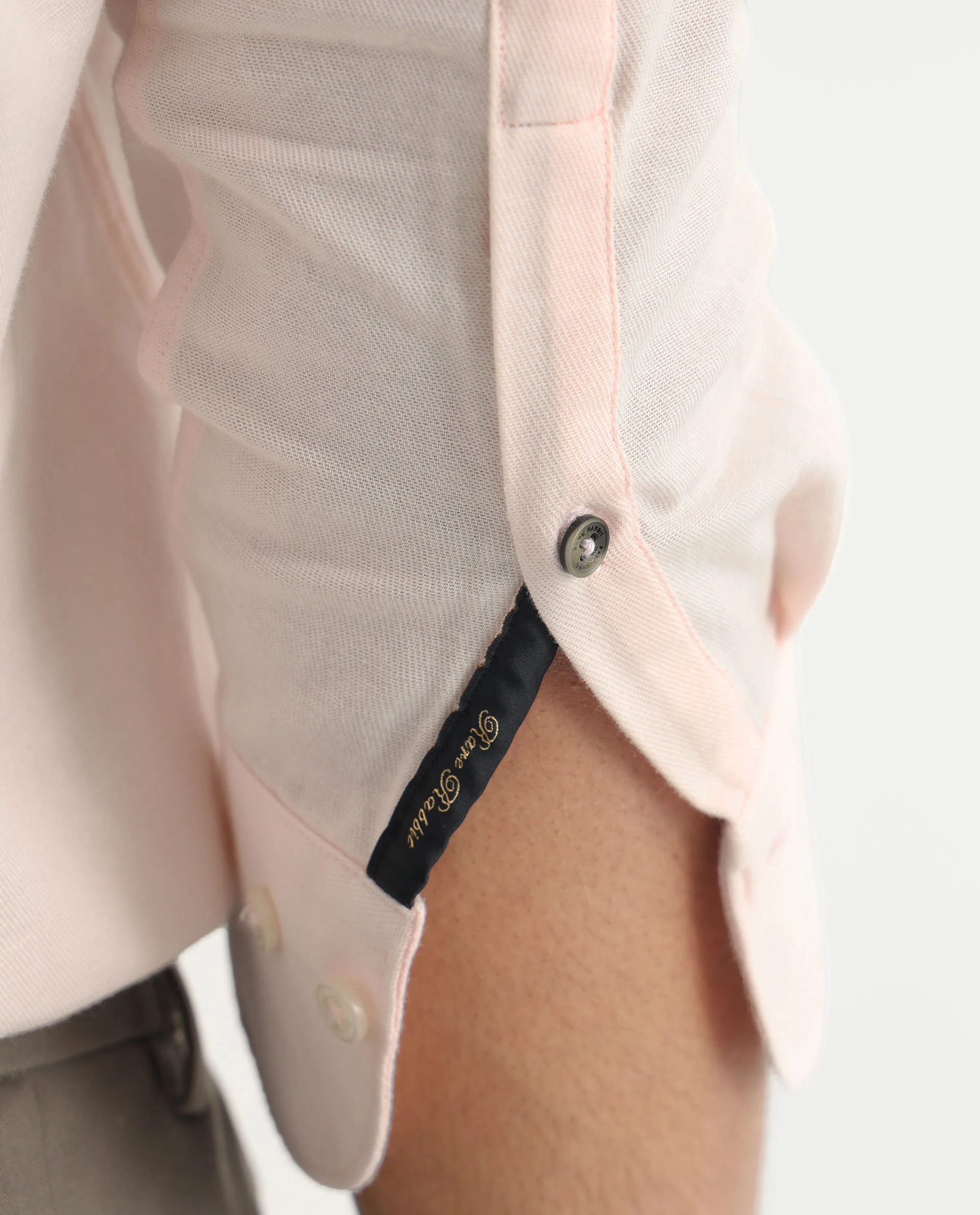 Rare Rabbit Men's Otago Light Pink Cotton Plain Regular Fit Full Sleeve Spread Collar Shirt - Image 3